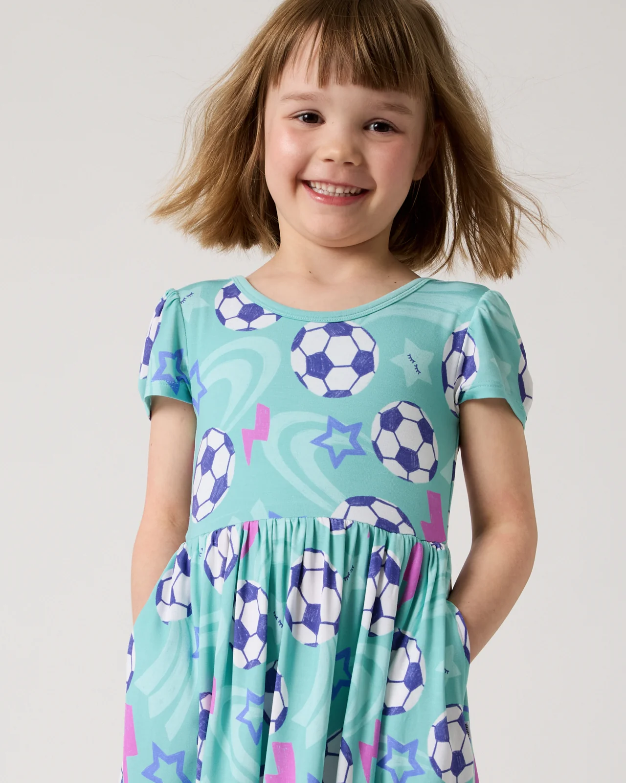 Aqua Soccer Stars Skater Dress - Image 3