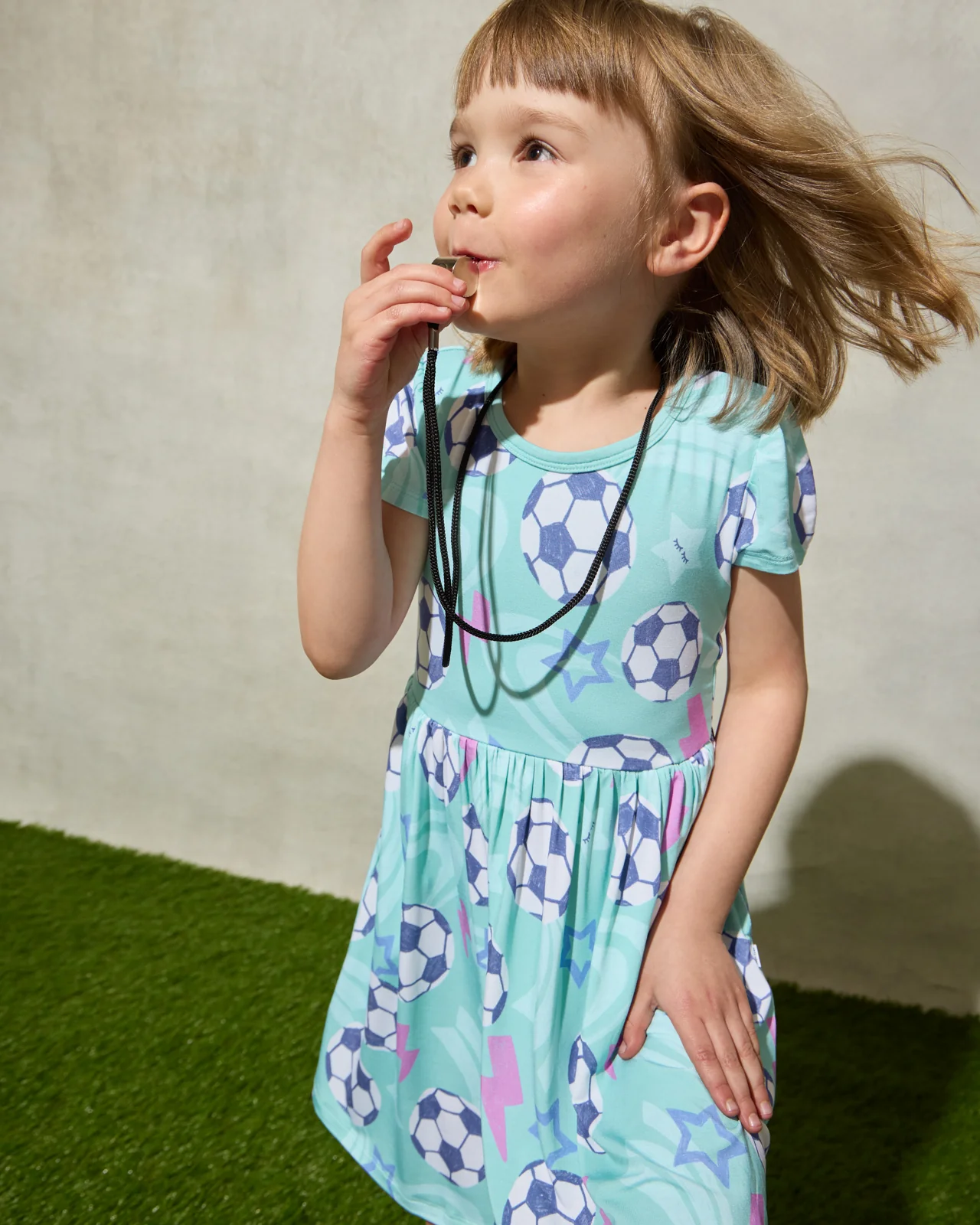 Aqua Soccer Stars Skater Dress - Image 5