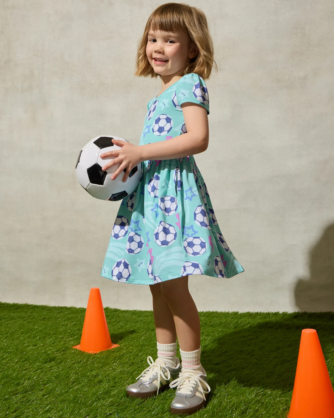 Aqua Soccer Stars Skater Dress - Image 6