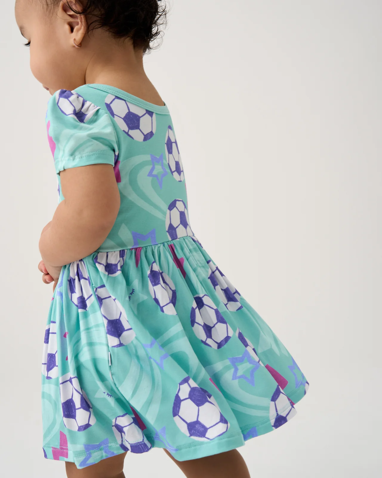 Aqua Soccer Stars Skater Dress with Bodysuit - Image 3