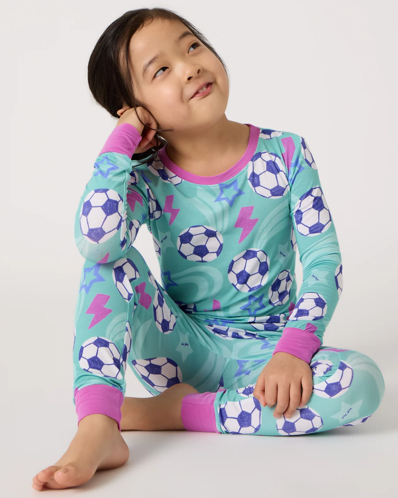 Aqua Soccer Stars Two-Piece Pajama Set - Image 4