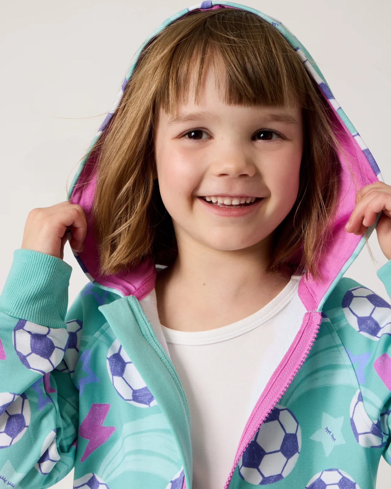 Aqua Soccer Stars Zip Hoodie - Image 4