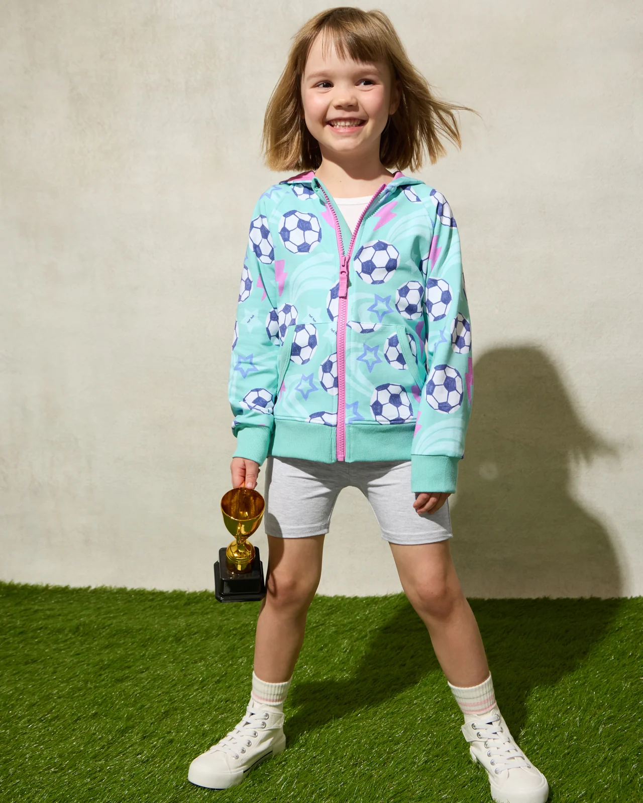 Aqua Soccer Stars Zip Hoodie - Image 5