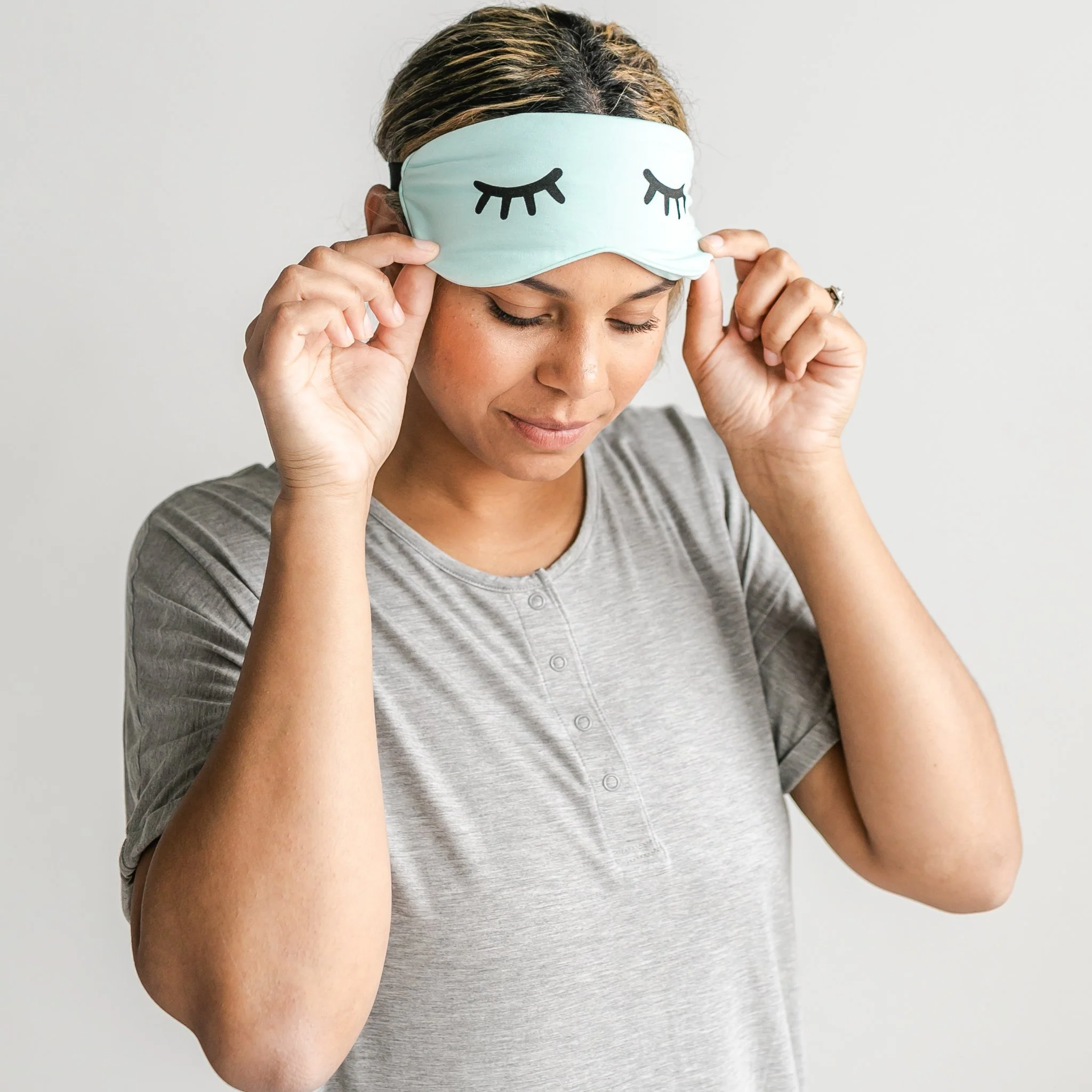 Adult Aquamarine Bamboo Sleep Mask - Image 2