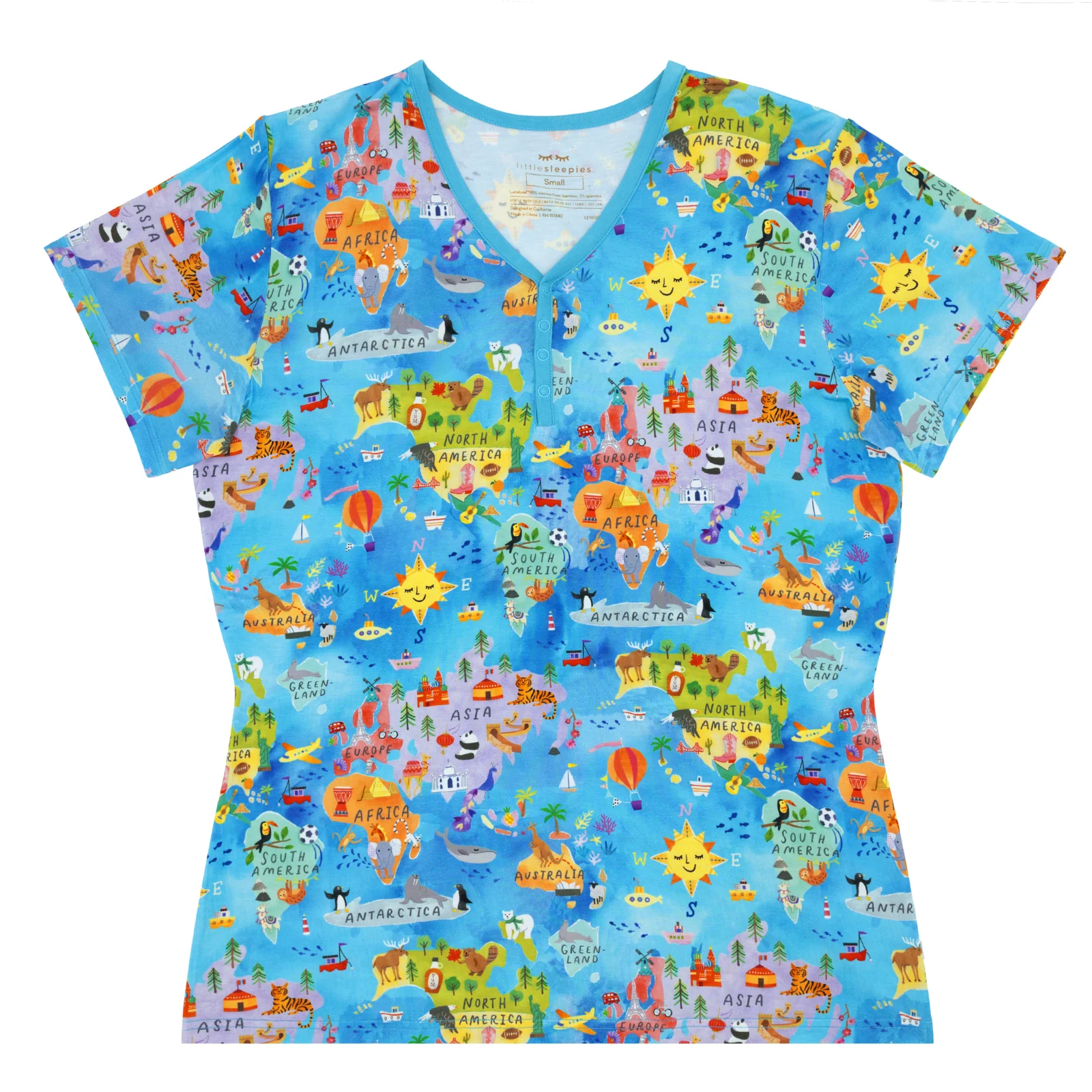 Around The World Women's Short Sleeve Pajama Top - Image 4