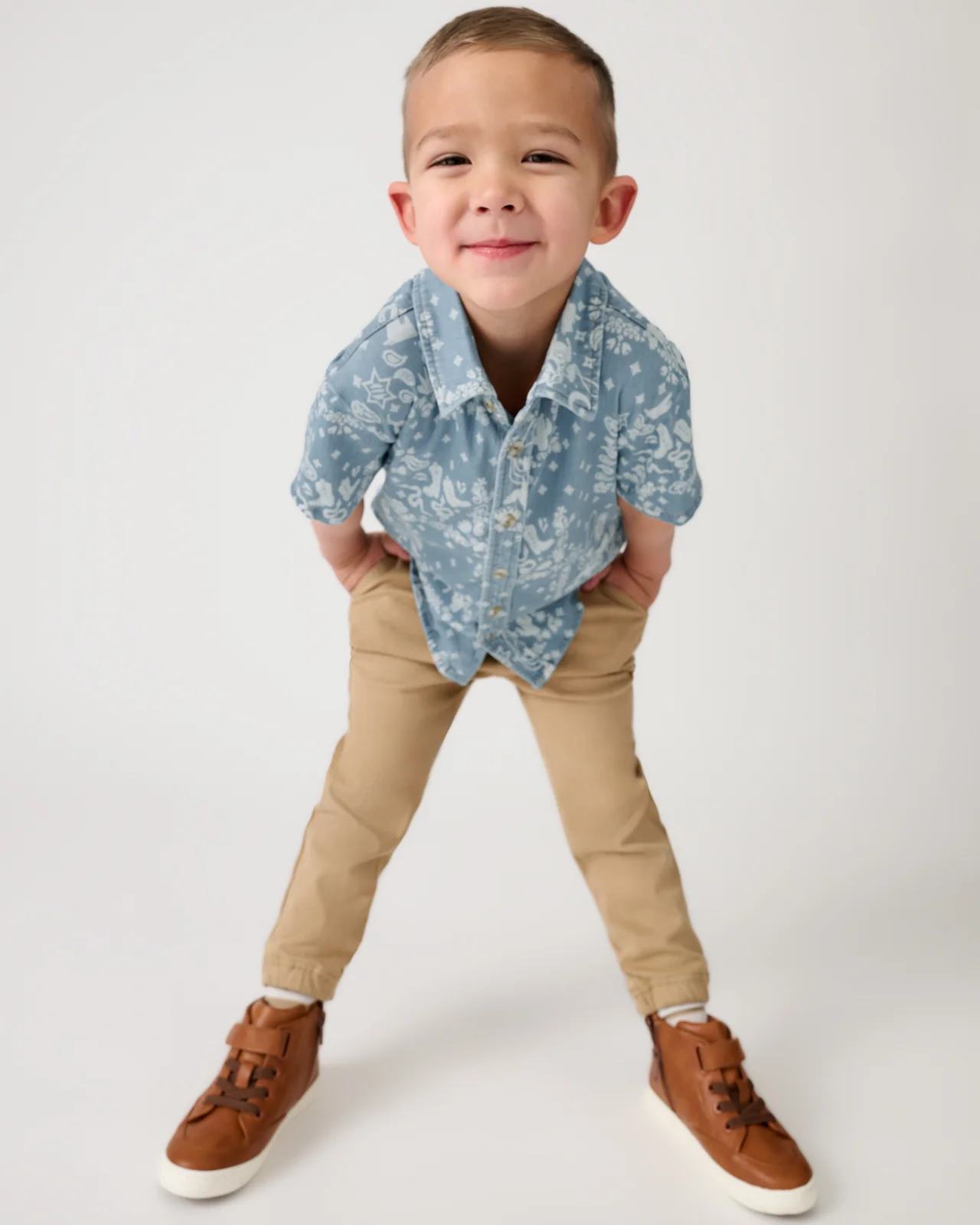 Bandana Blues Denim Button Down Polo - Image 4