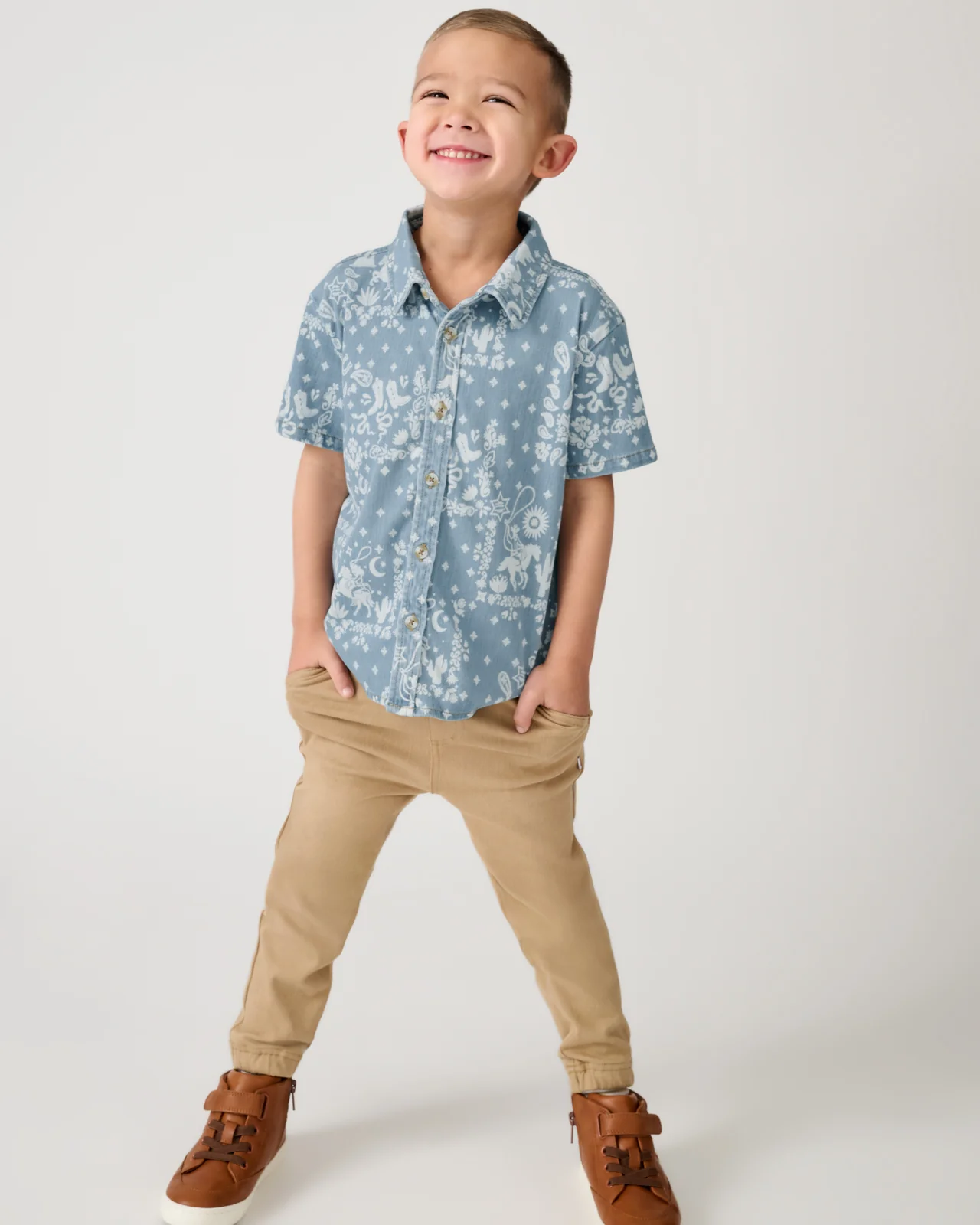 Bandana Blues Denim Button Down Polo - Image 5