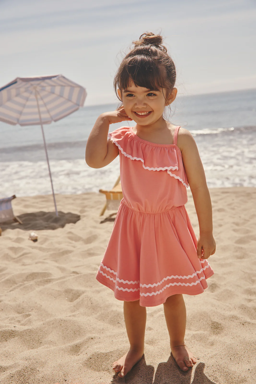 Beach Coral Asymmetrical Dress - Image 2