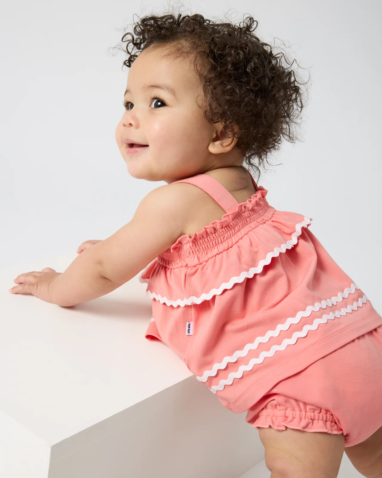 Beach Coral Smocked Top with Bloomer - Image 4