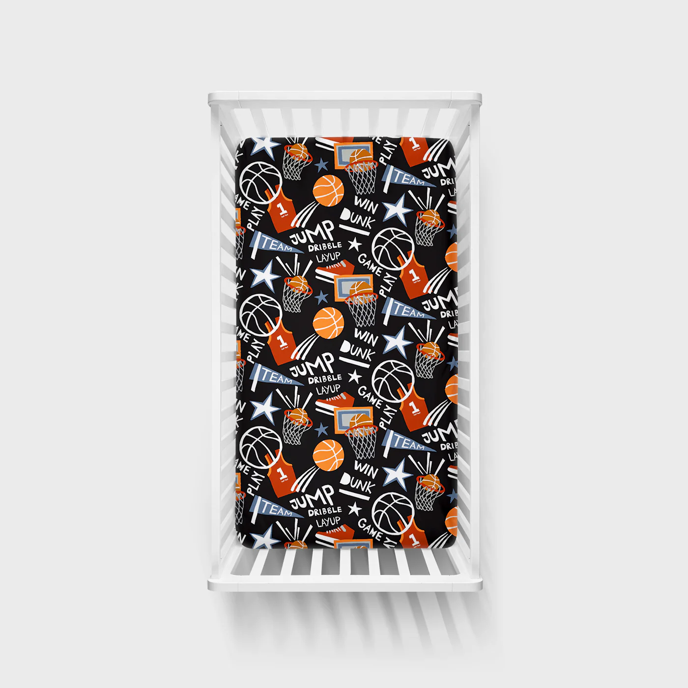 Black Slam Dunk Fitted Crib Sheet - Image 2
