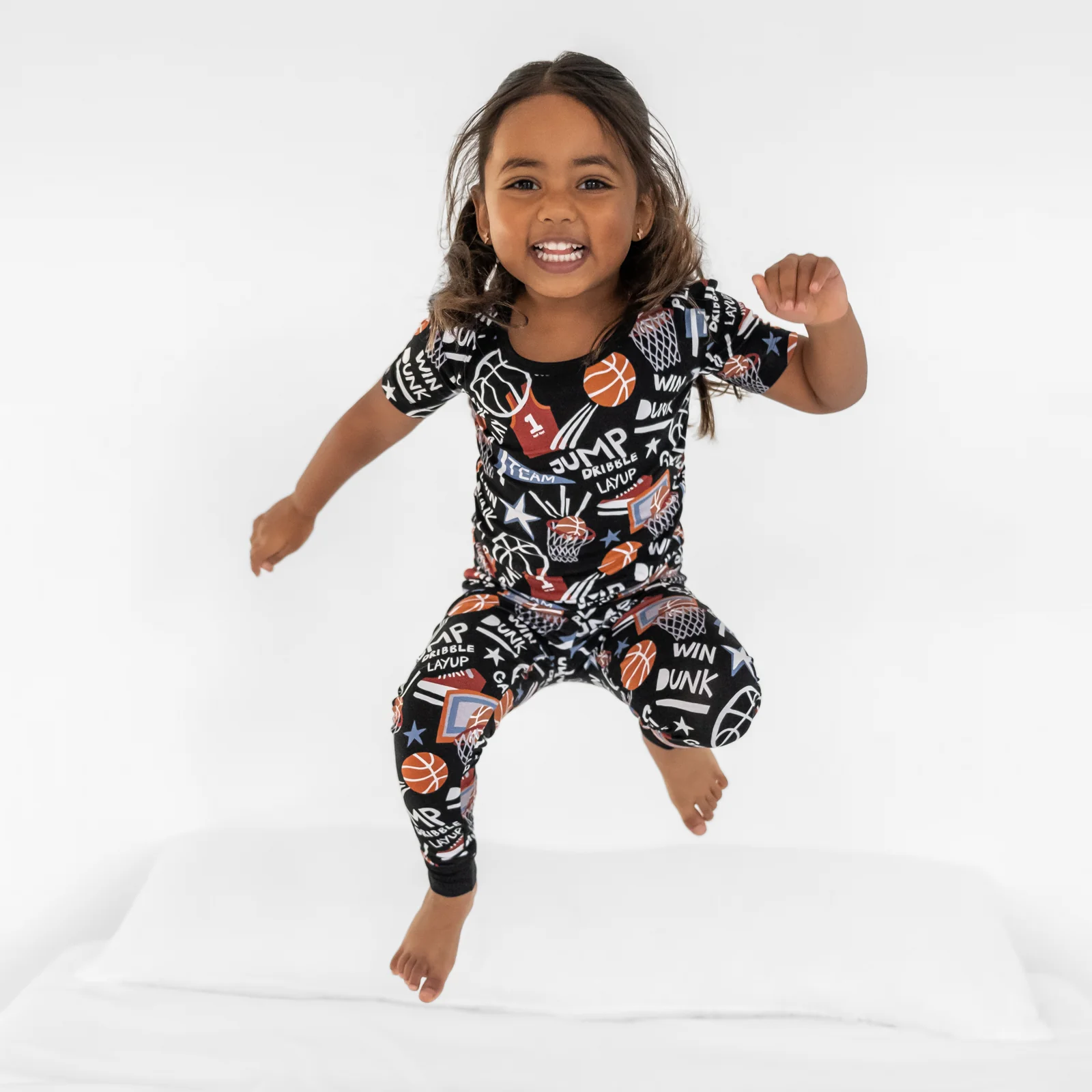 Black Slam Dunk Two-Piece Short Sleeve Pajama Set - Image 2