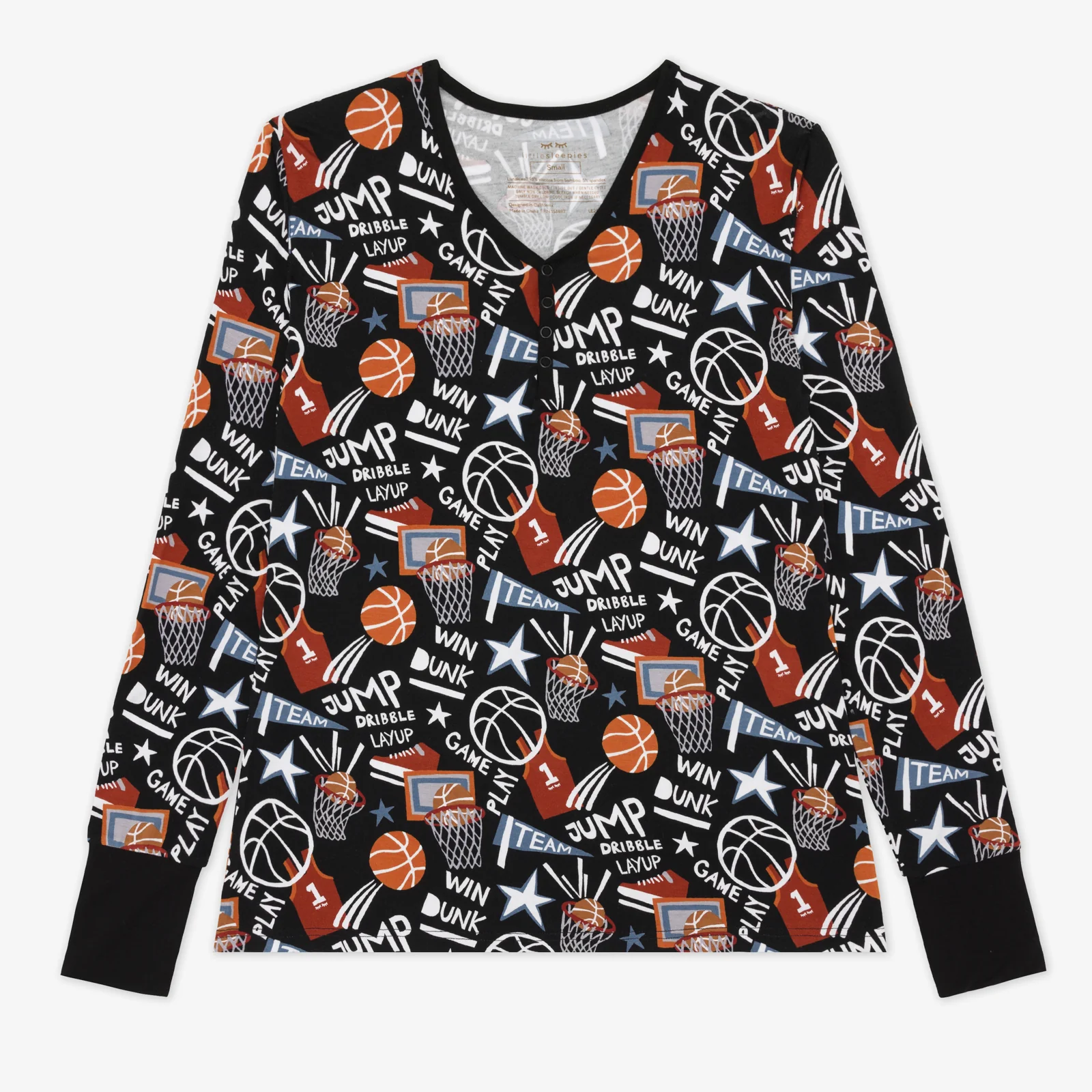 Black Slam Dunk Women's Long Sleeve Pajama Top - Image 5