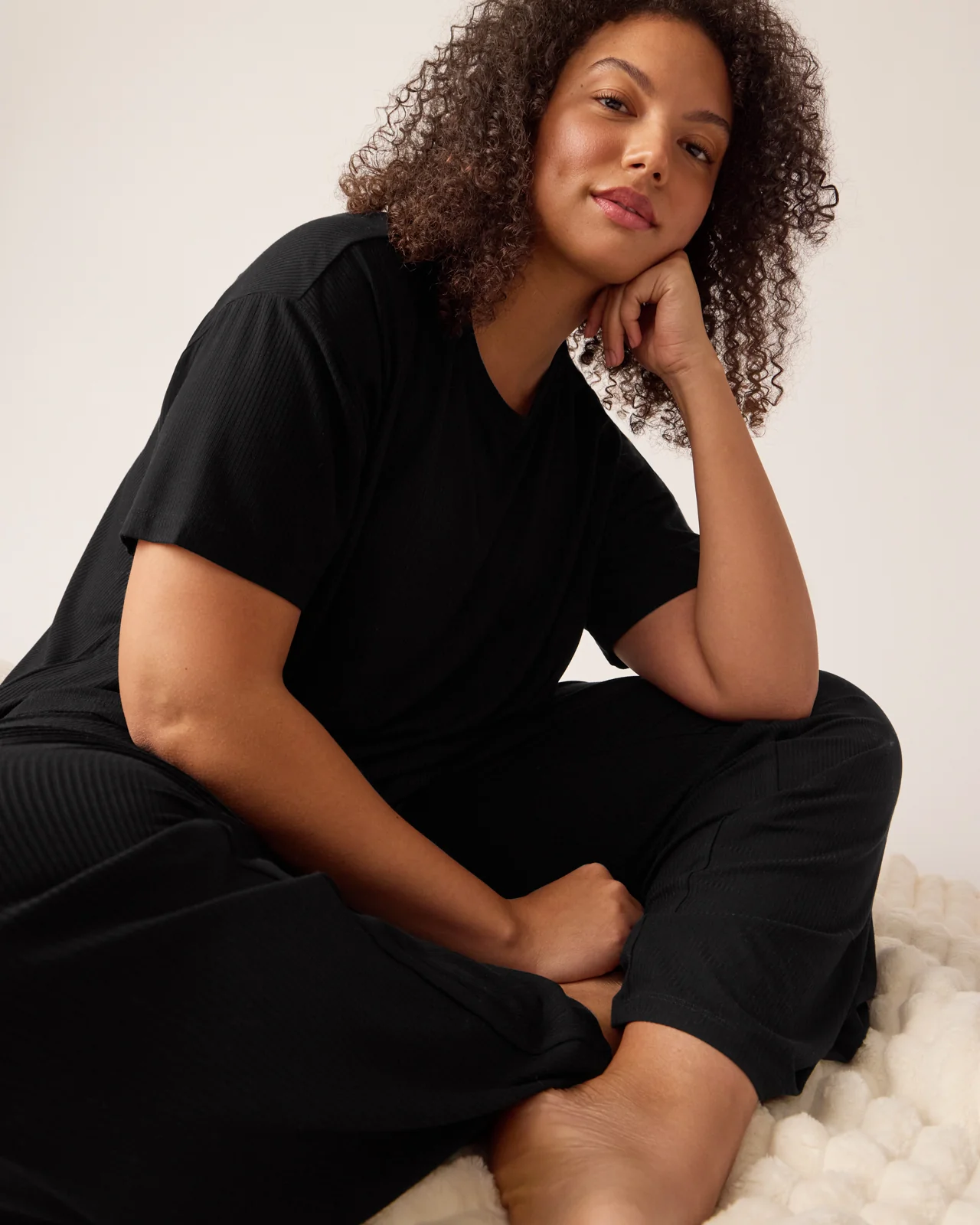 Black Women's Ribbed Boxy Tee - Image 5