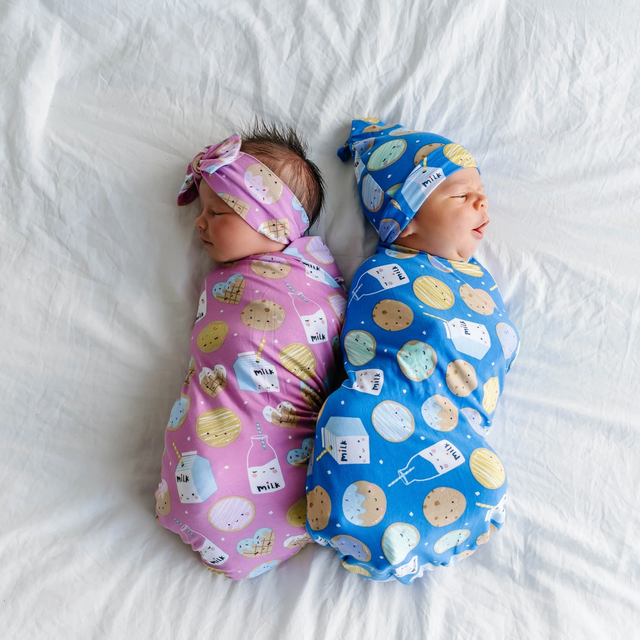 Blue Cookies & Milk Swaddle & Hat Set - Image 3