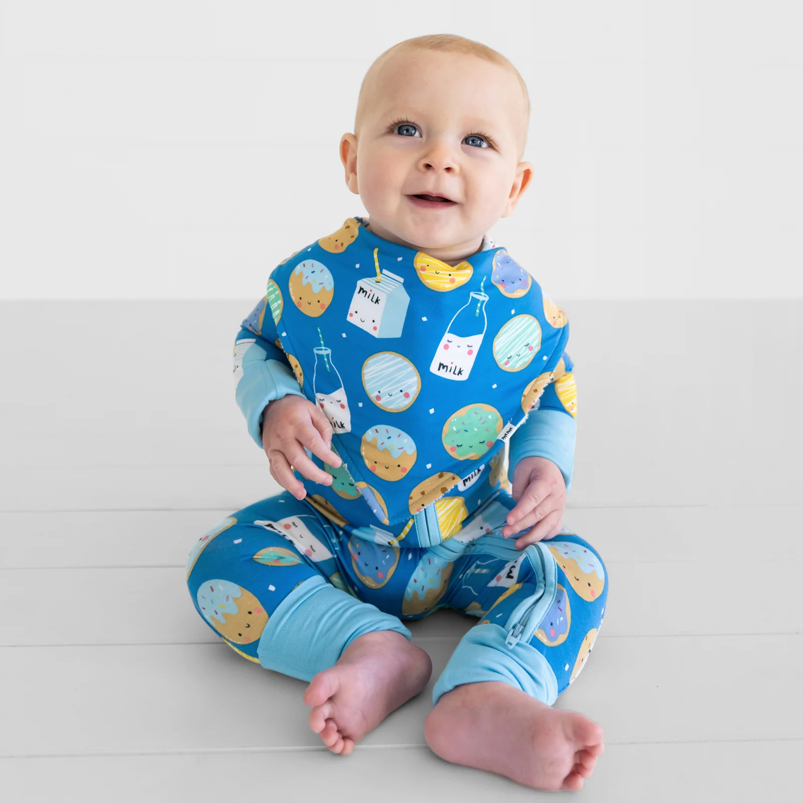 Blue Cookies & Milk Bandana Bib - Image 2
