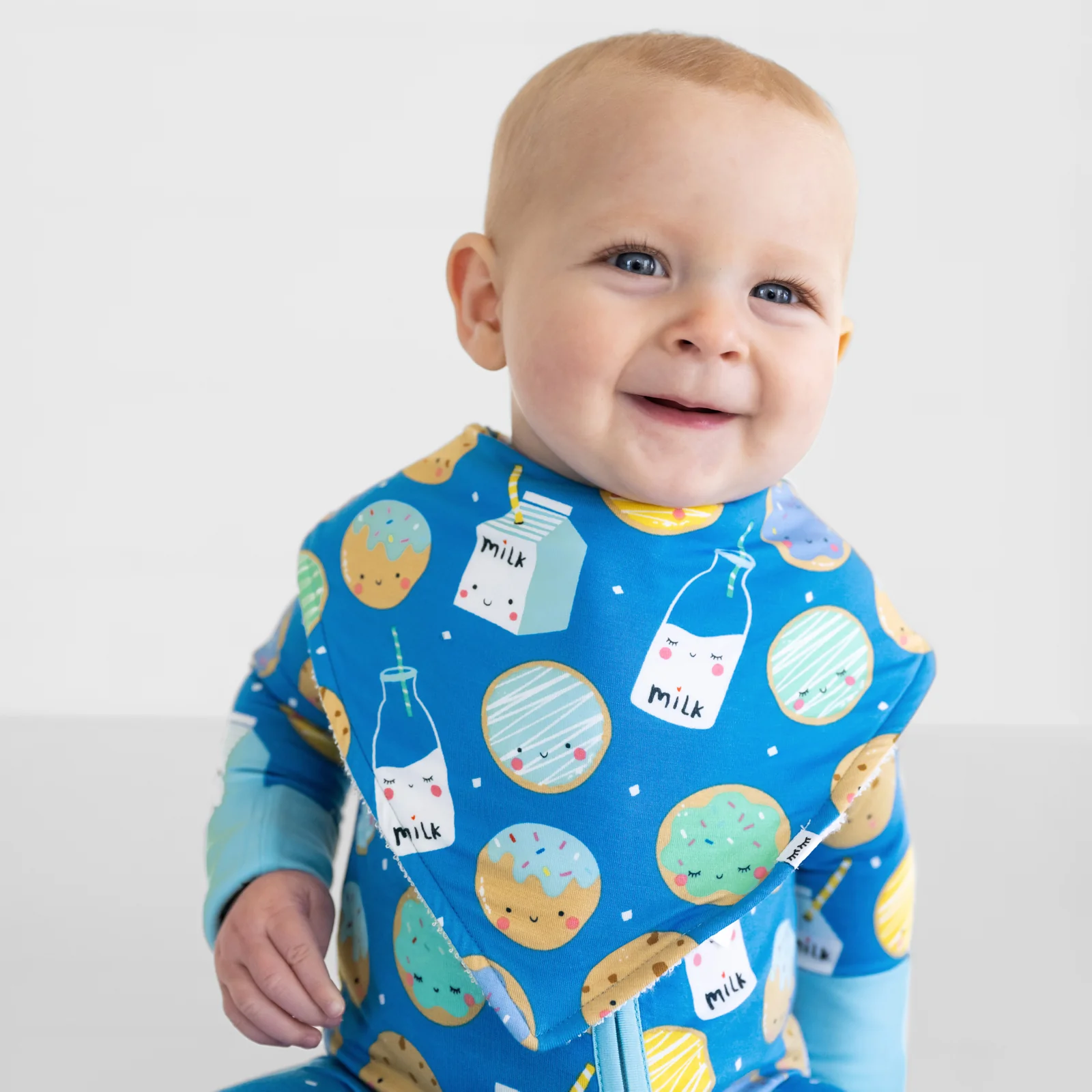 Blue Cookies & Milk Bandana Bib - Image 3