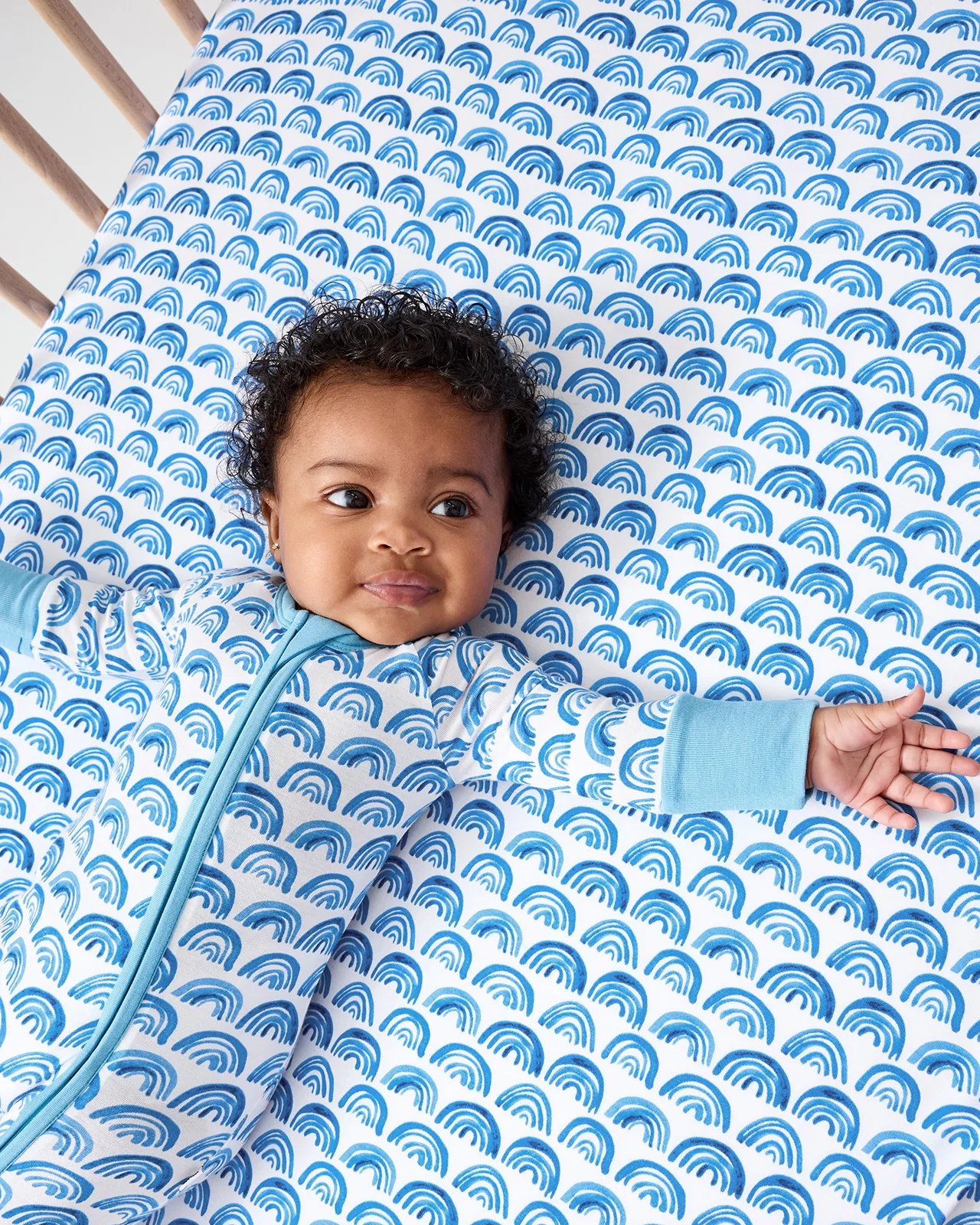 Blue Rainbows Fitted Crib Sheet - Image 3