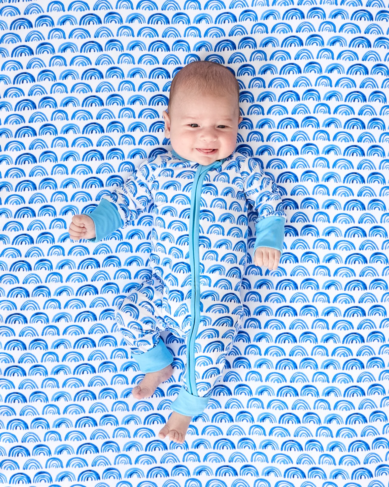 Blue Rainbows Fitted Crib Sheet - Image 4