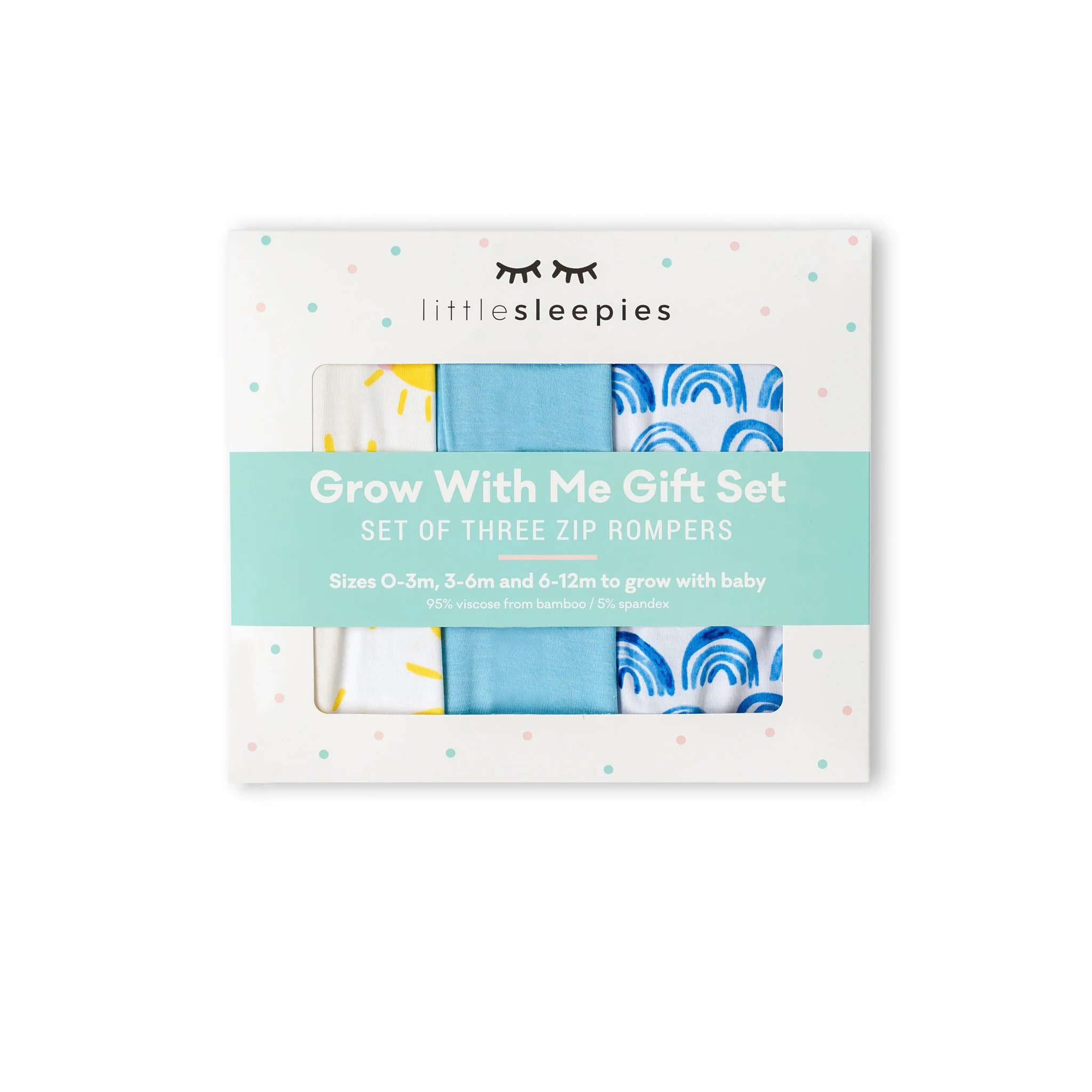 Blue Rainbows, Sky Blue & Sunshine Zippy Grow With Me Three Pack Gift Box - Image 3