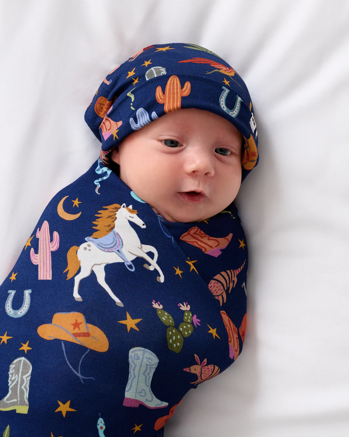 Blue Rancher Roundup Swaddle & Beanie Set - Image 2