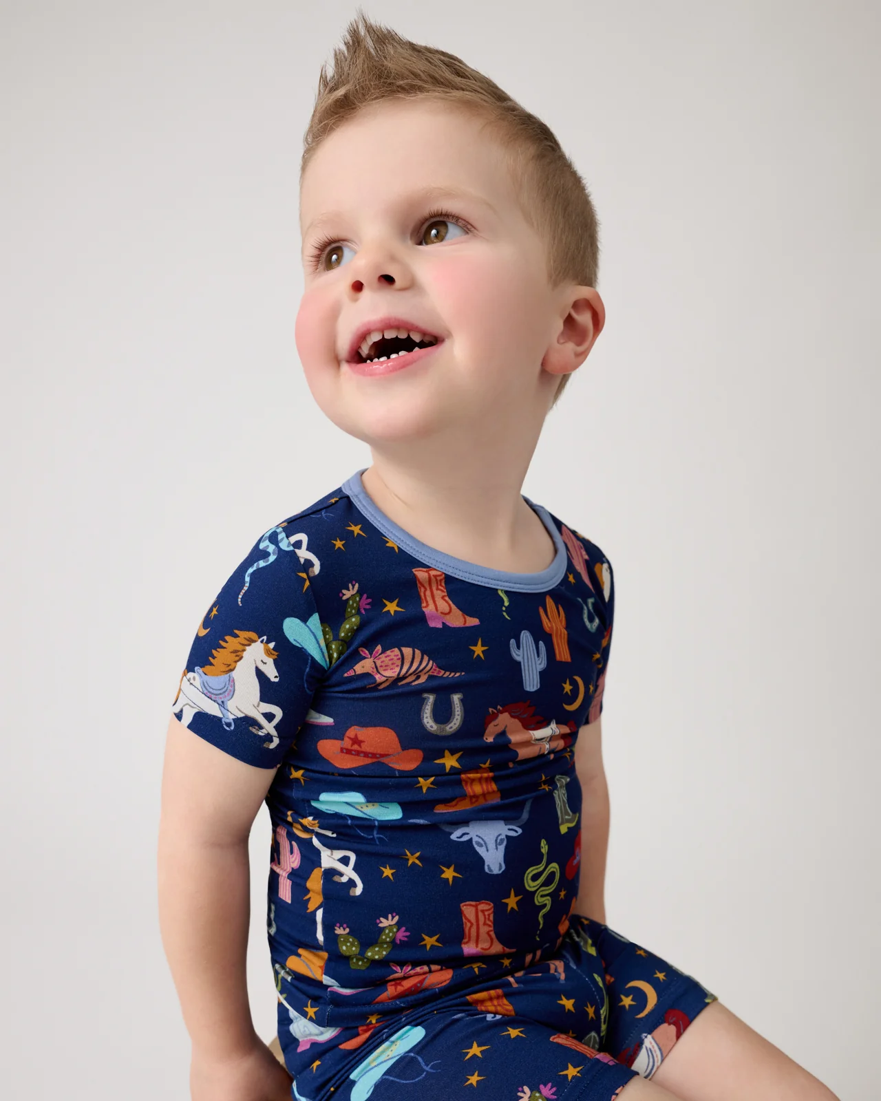 Blue Rancher Roundup Two-Piece Short Sleeve & Shorts Pajama Set - Image 3