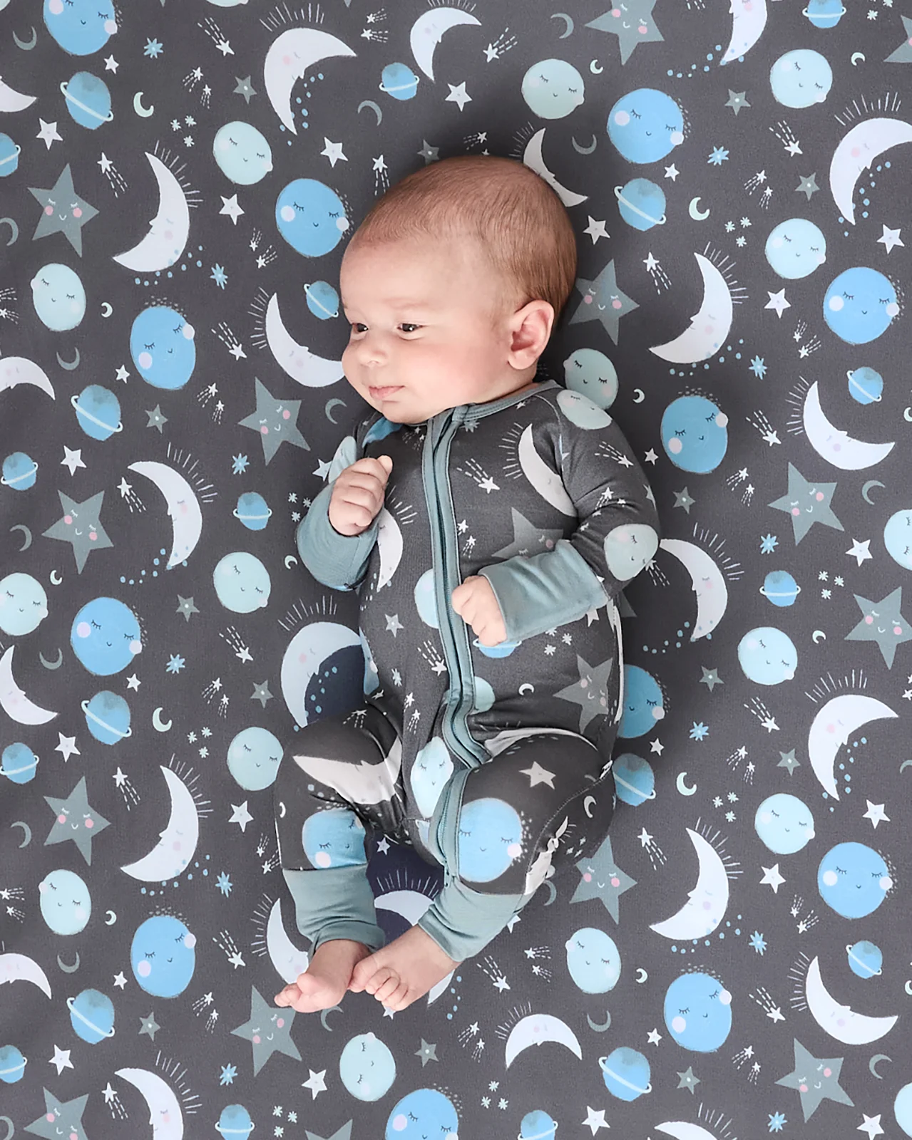 Blue To the Moon & Back Fitted Crib Sheet - Image 4