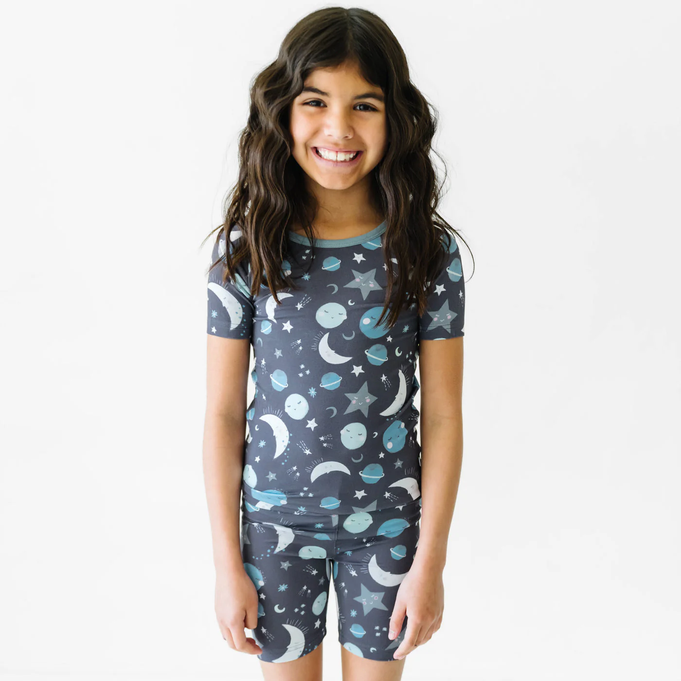 Blue To the Moon & Back Two-Piece Short Sleeve & Shorts Pajama Set - Image 4