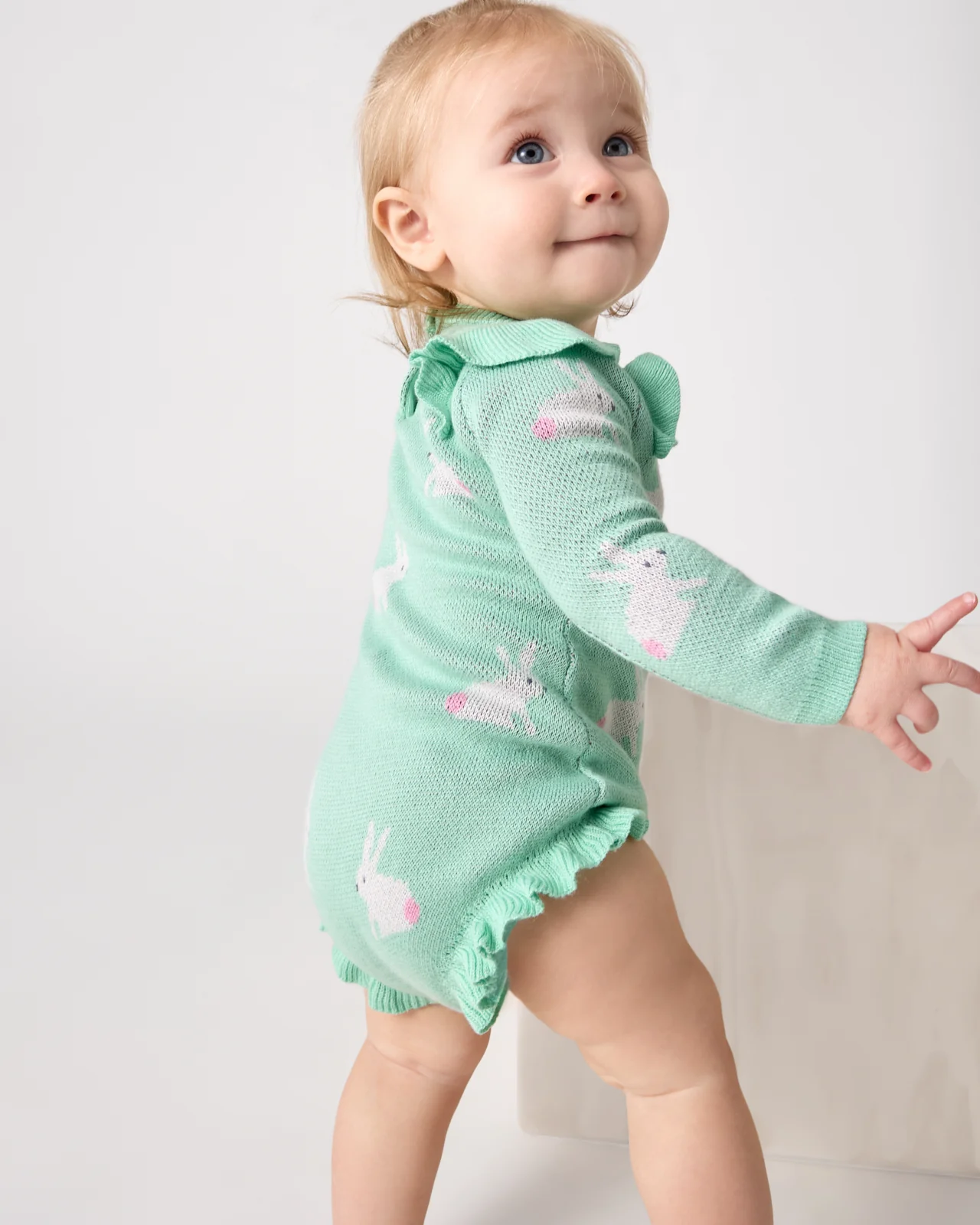 Blush Bunnies Sweater Bubble Romper - Image 4