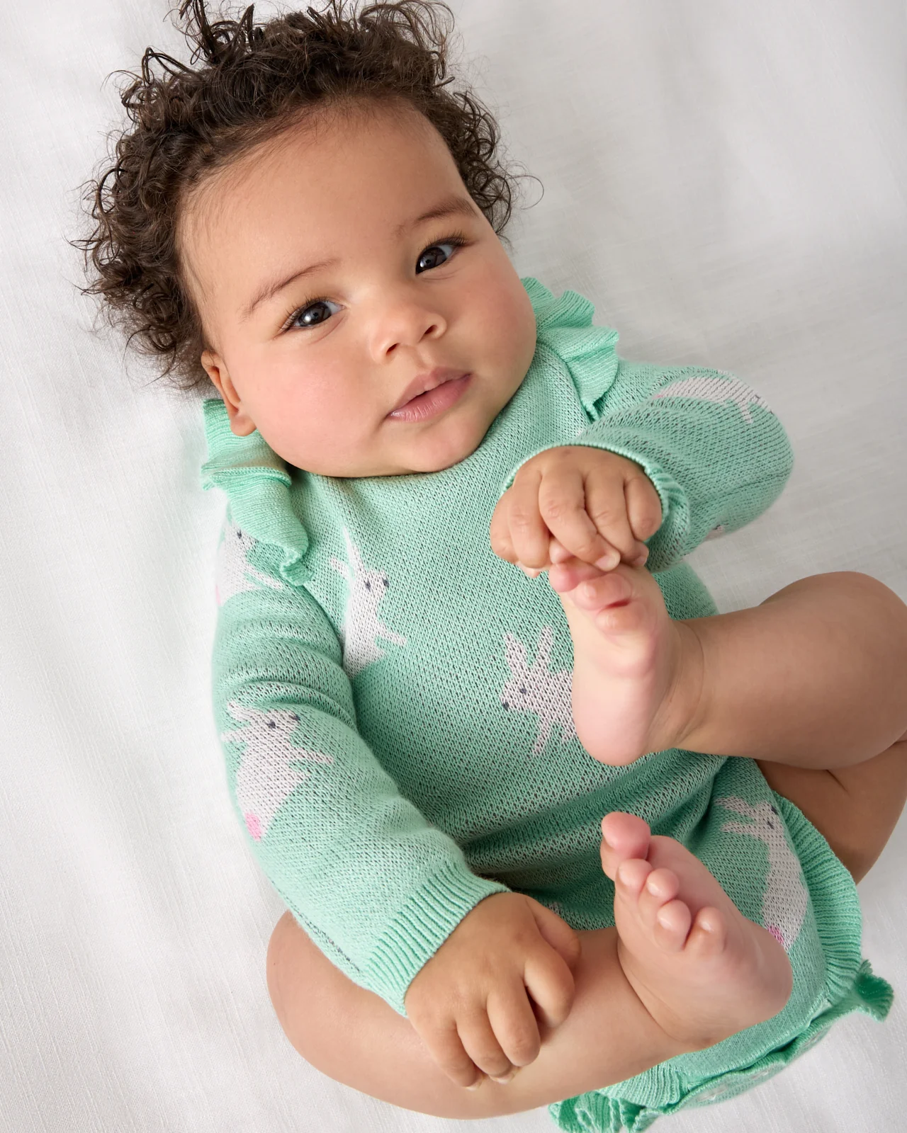 Blush Bunnies Sweater Bubble Romper - Image 5