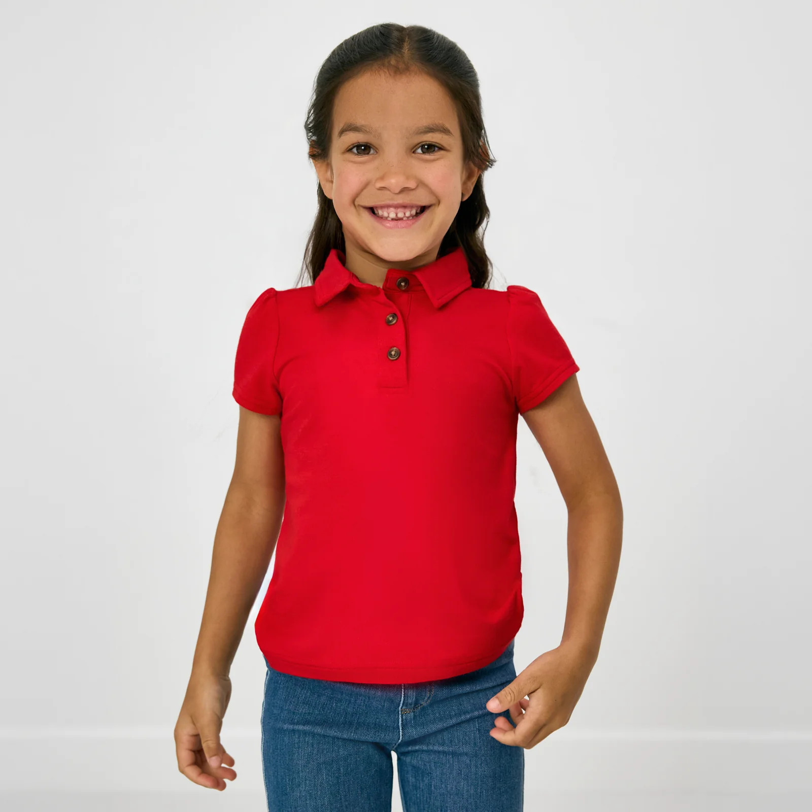 Candy Red Puff Sleeve Polo - Image 5