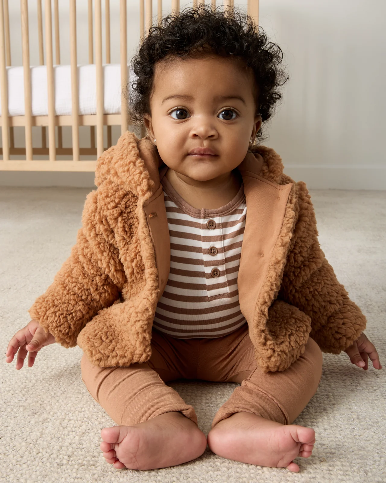 Chestnut Brown Stripe Henley Bodysuit - Image 5