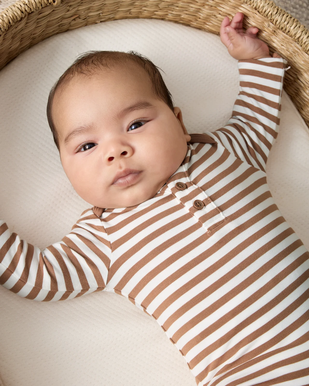 Chestnut Brown Stripe Henley Bodysuit - Image 2