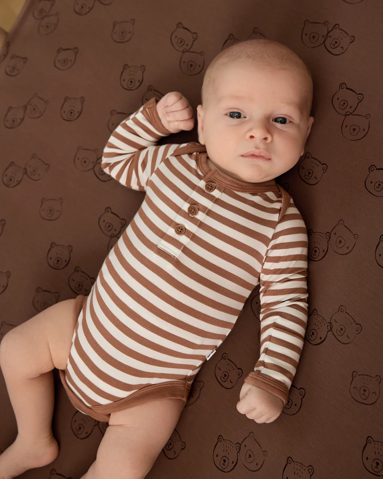 Chestnut Brown Stripe Henley Bodysuit - Image 3