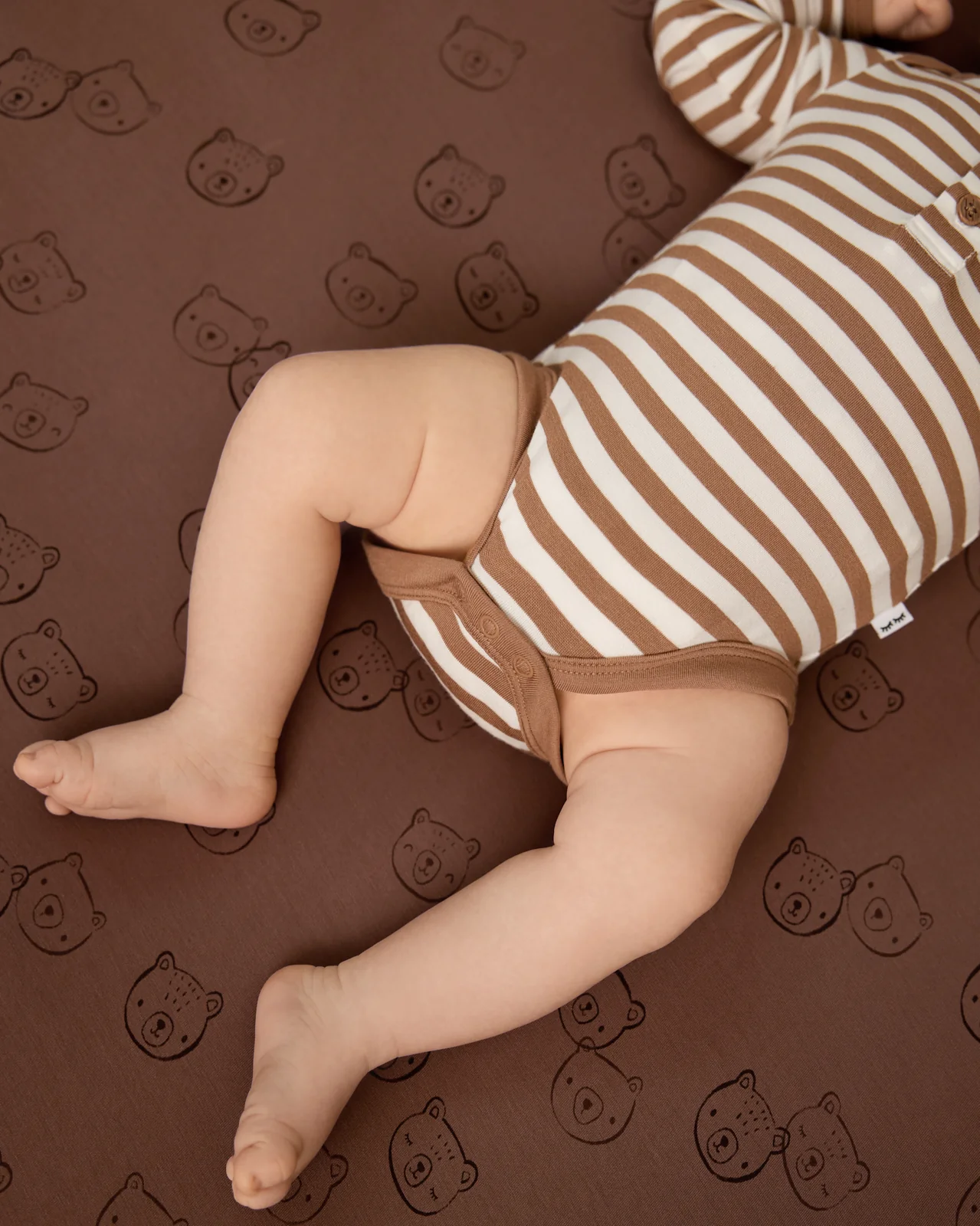 Chestnut Brown Stripe Henley Bodysuit - Image 4