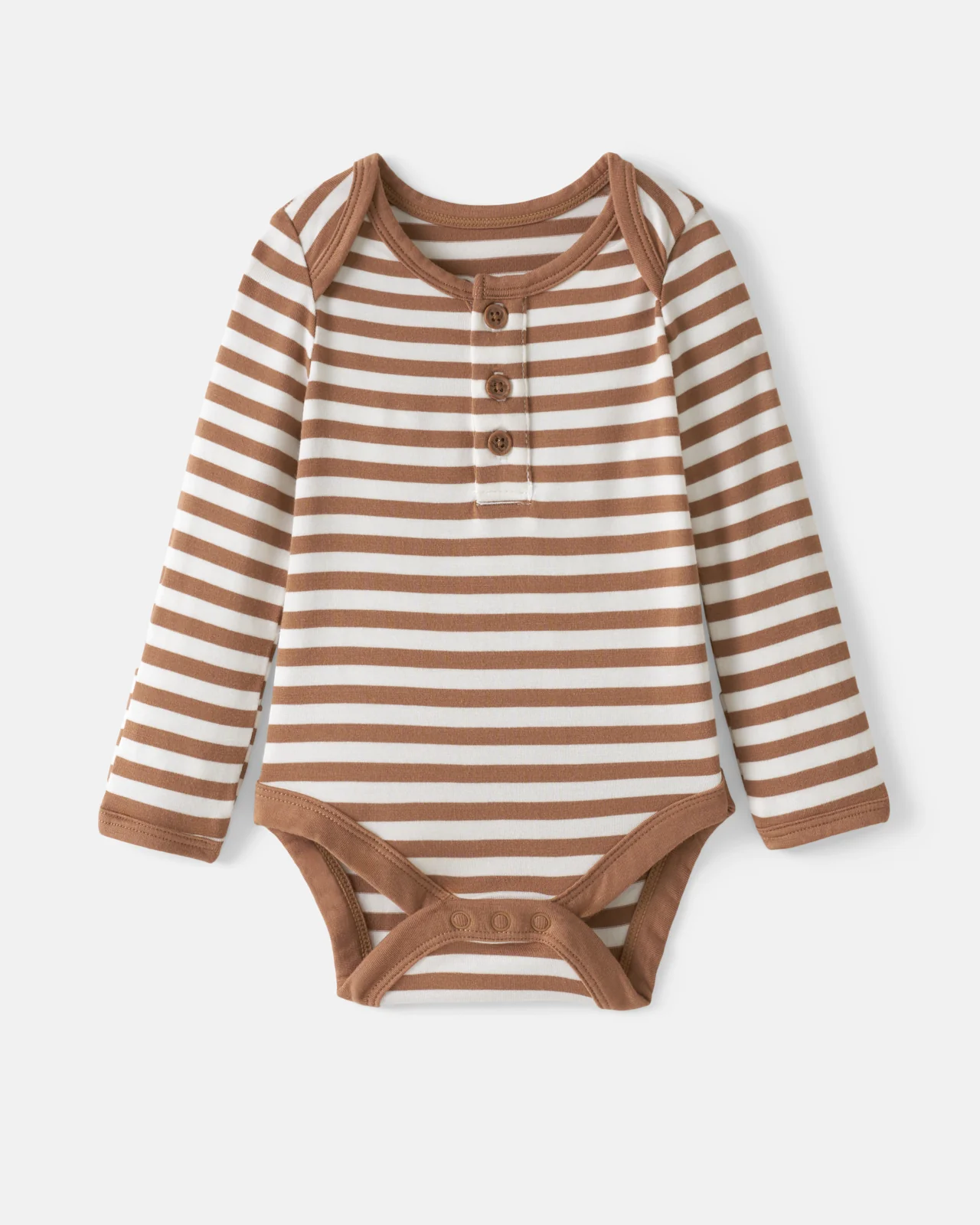 Chestnut Brown Stripe Henley Bodysuit - Image 6