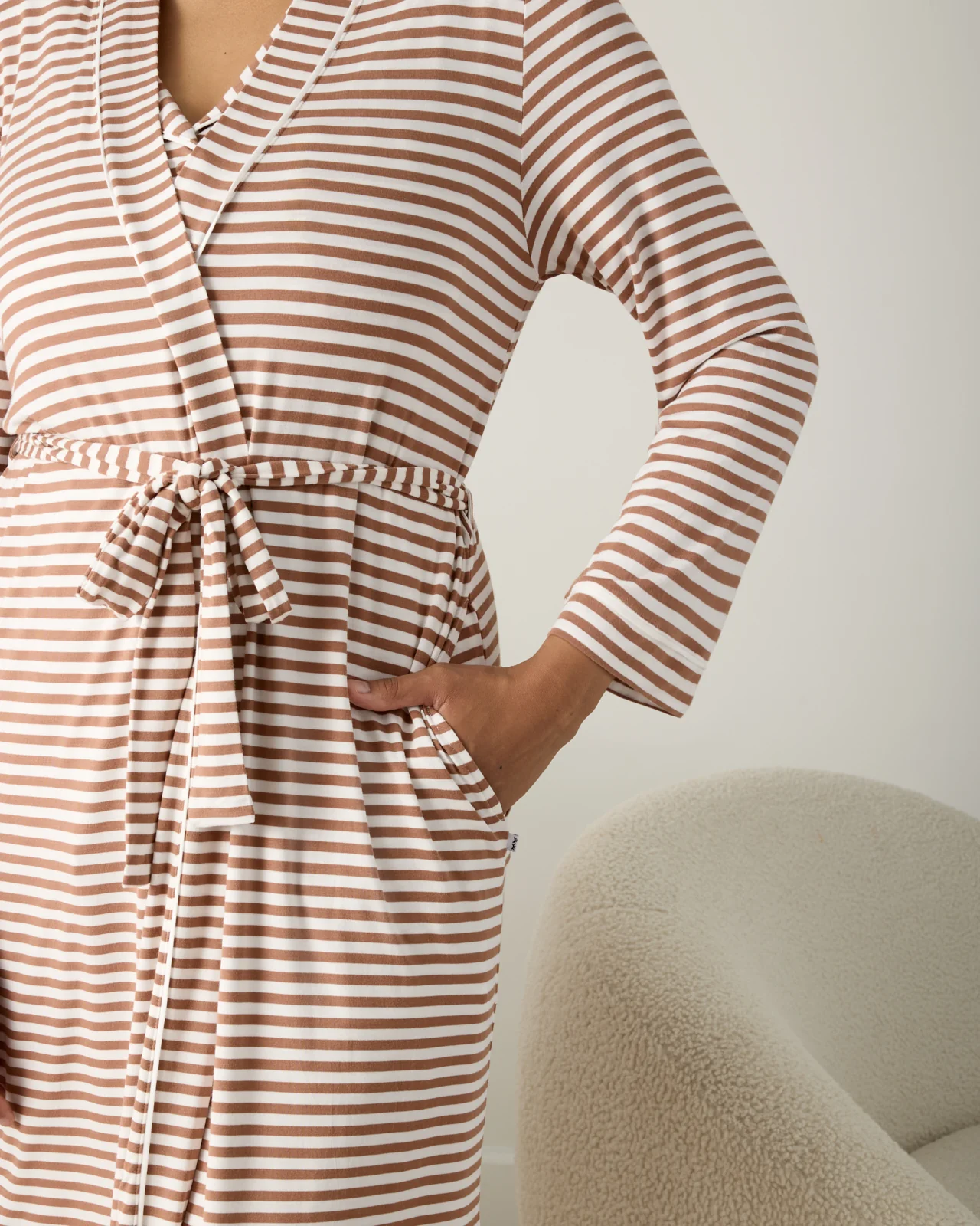 Chestnut Brown Stripe Women's Robe - Image 2