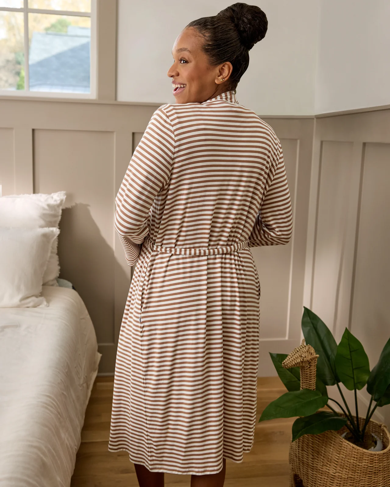 Chestnut Brown Stripe Women's Robe - Image 3