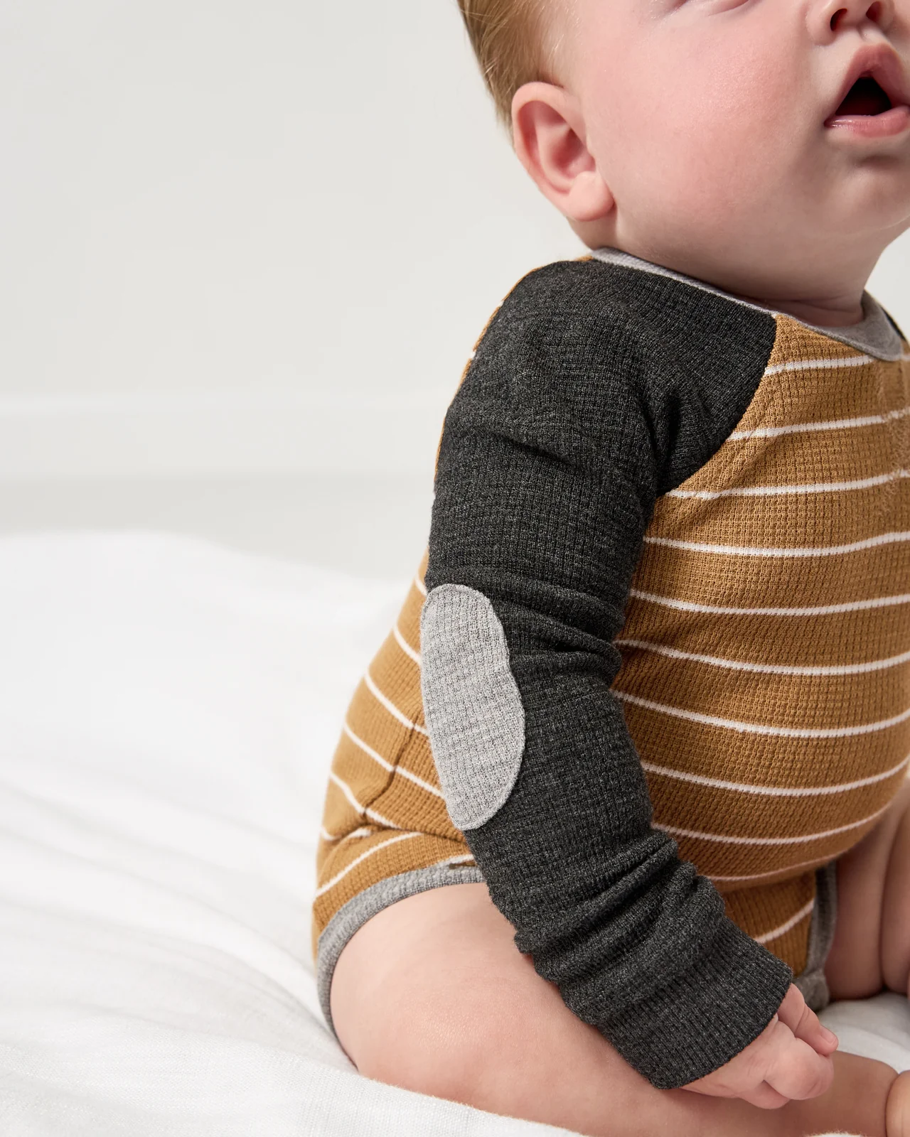 Cider Stripe Waffle Raglan Bodysuit - Image 2