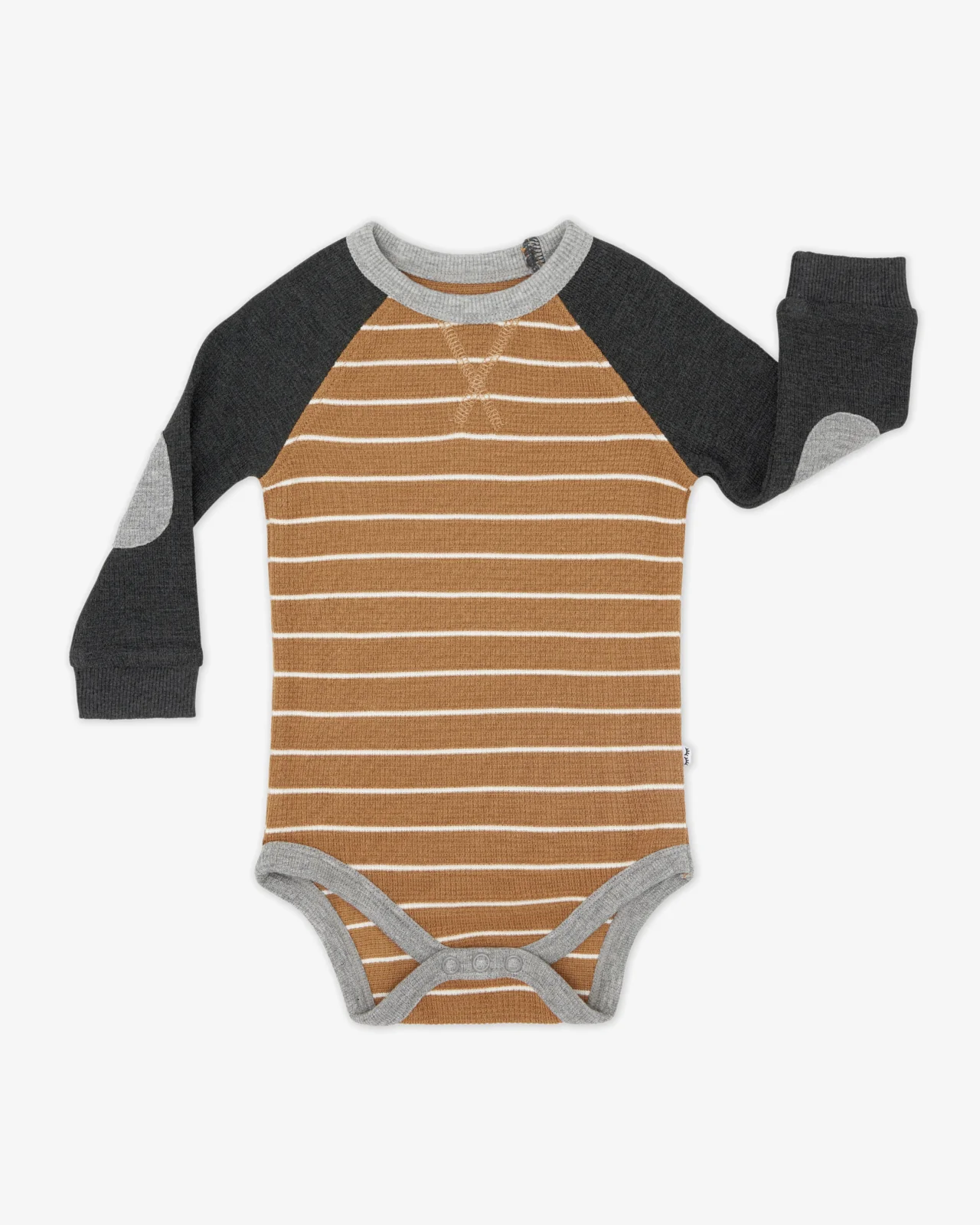 Cider Stripe Waffle Raglan Bodysuit - Image 3