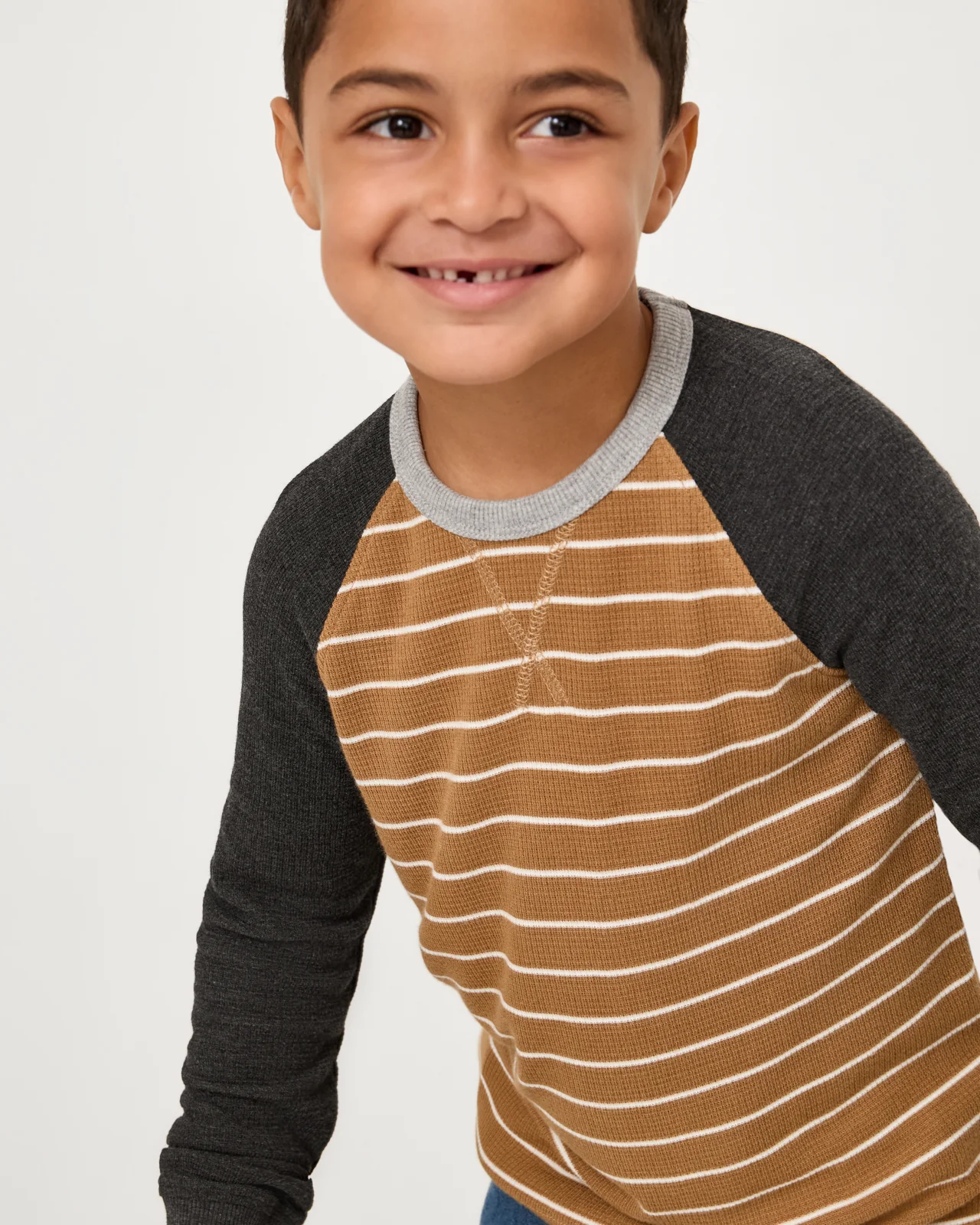 Cider Stripe Waffle Raglan Tee - Image 2