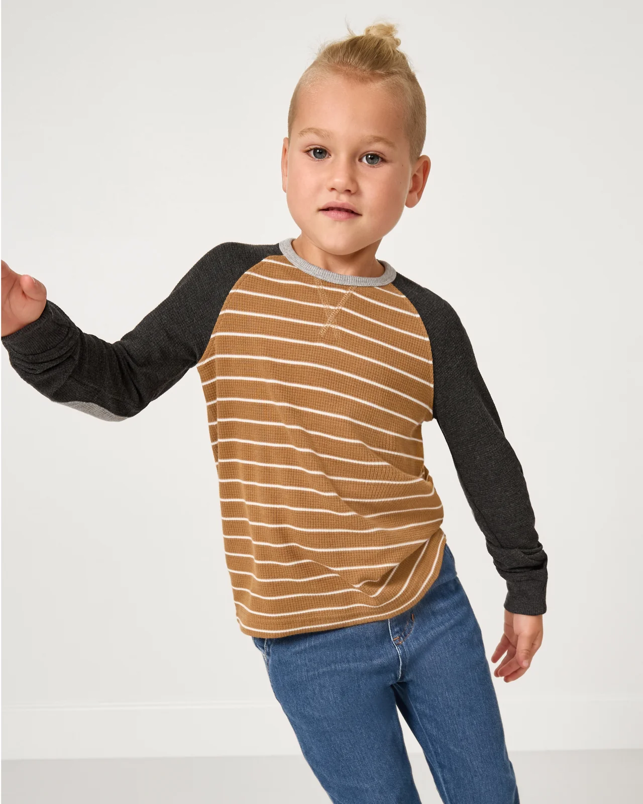 Cider Stripe Waffle Raglan Tee - Image 4