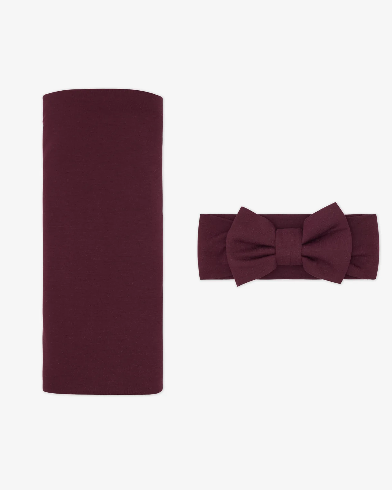 Classic Burgundy Swaddle & Luxe Bow Headband Set - Image 2