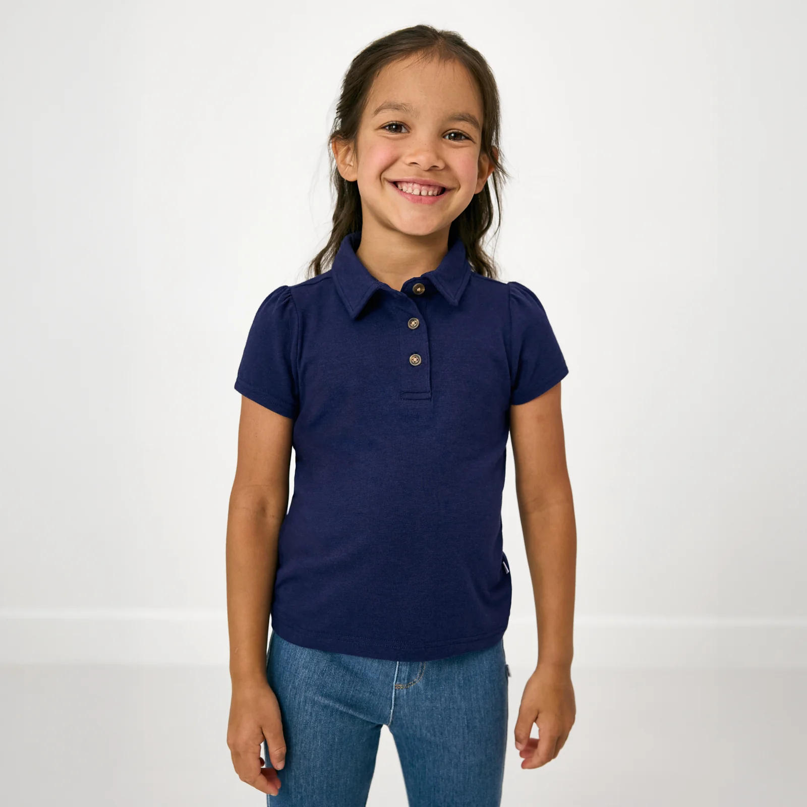 Classic Navy Puff Sleeve Polo - Image 4