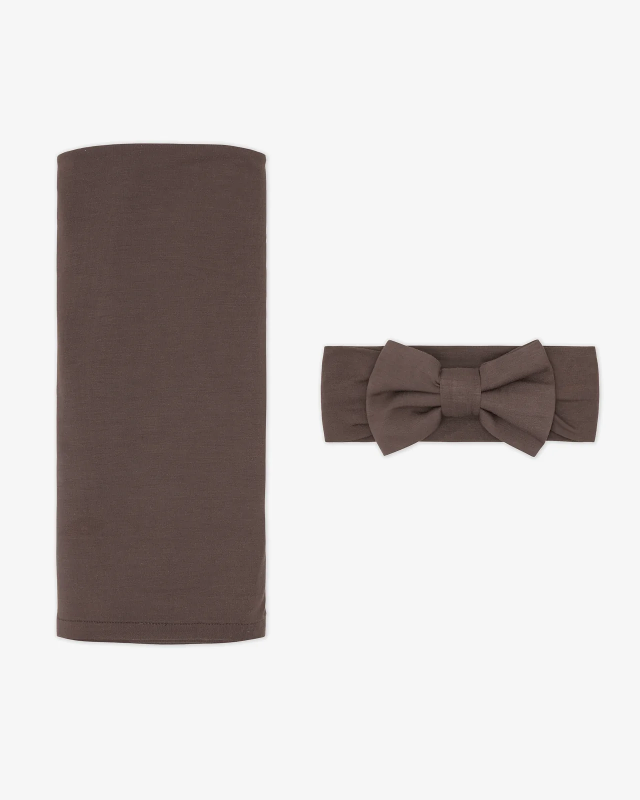 Dark Chocolate Swaddle & Luxe Bow Headband Set - Image 3