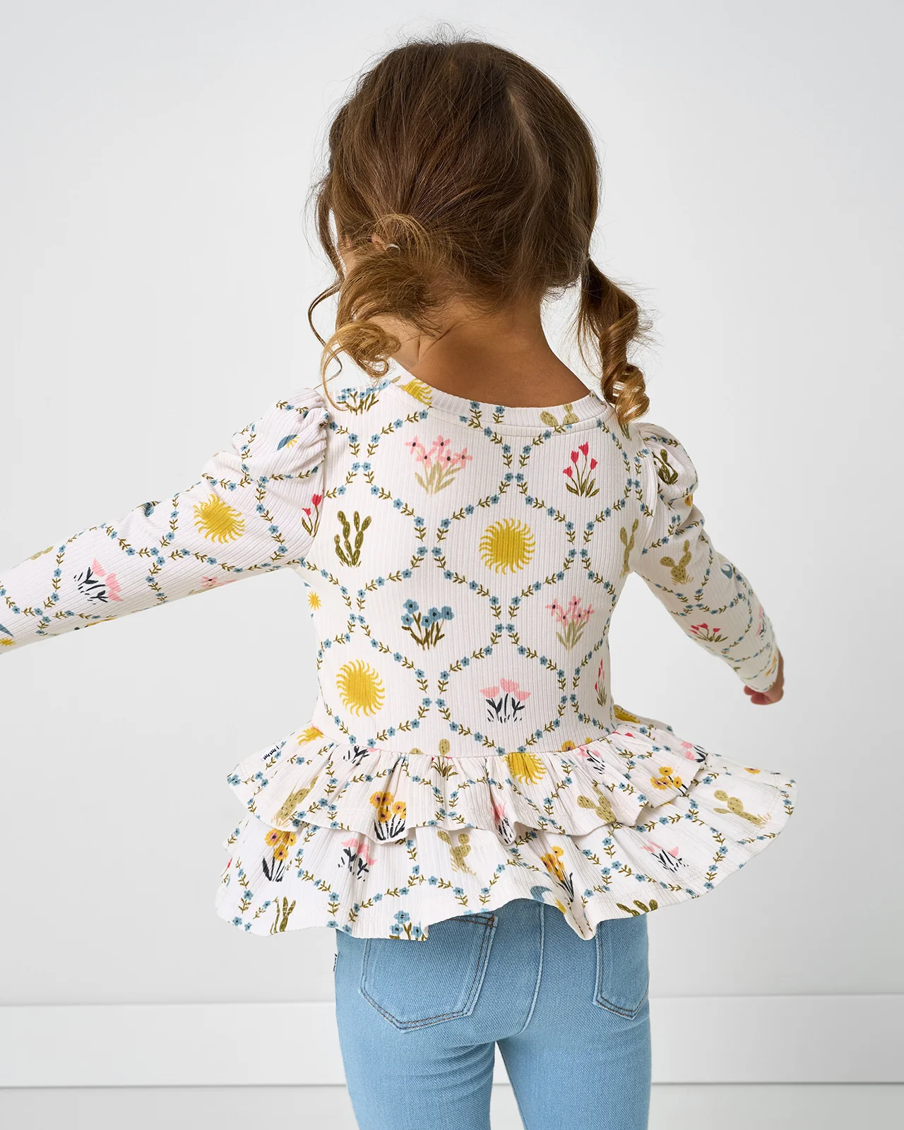 Desert Meadow Ribbed Tiered Peplum Top - Image 4