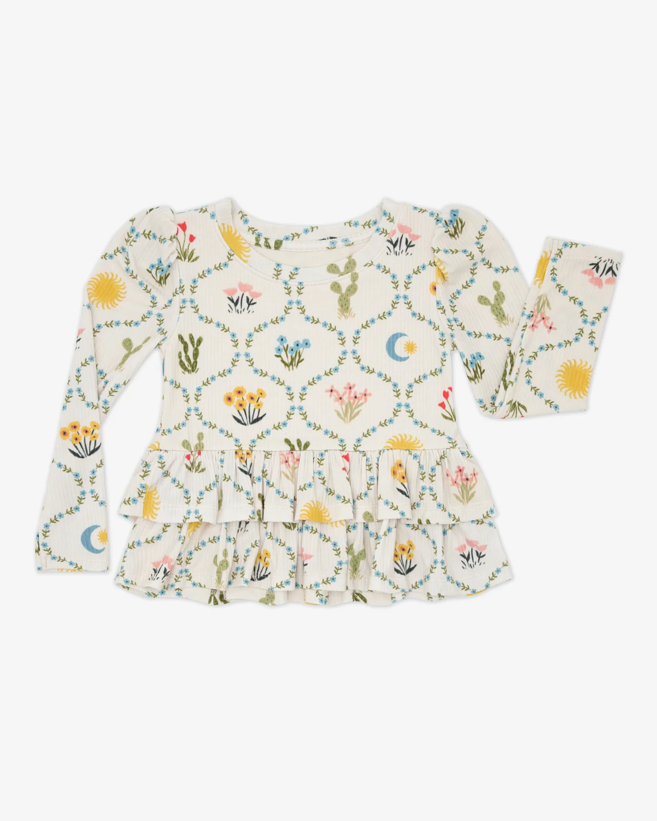 Desert Meadow Ribbed Tiered Peplum Top - Image 6