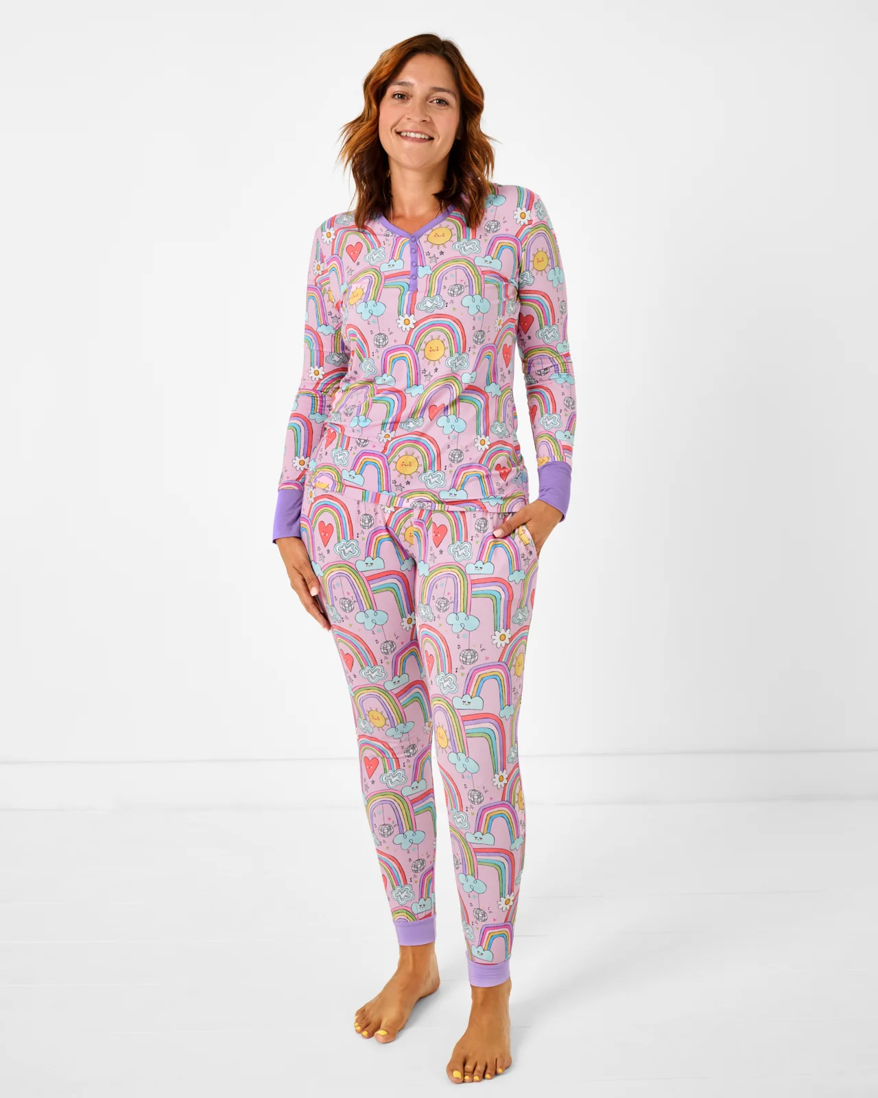 Disco Rainbows Women's Long Sleeve Pajama Top - Image 2