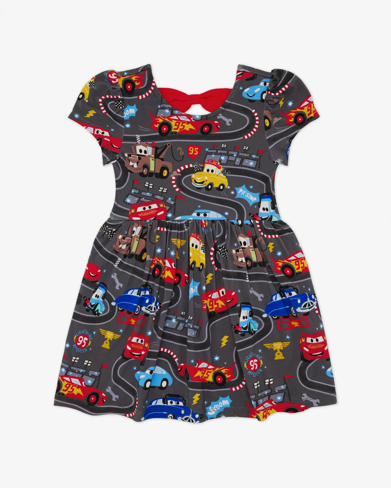 Pixar Cars Piston Cup Bow Back Skater Dress - Image 5