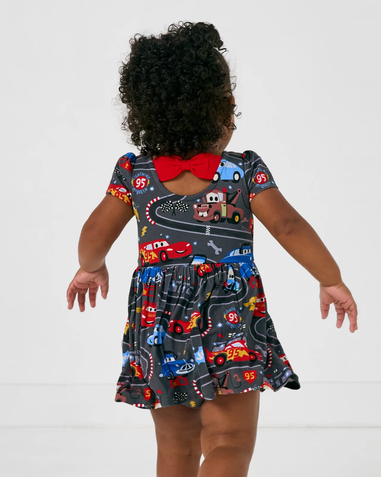 Pixar Cars Piston Cup Bow Back Skater Dress with Bodysuit - Image 2