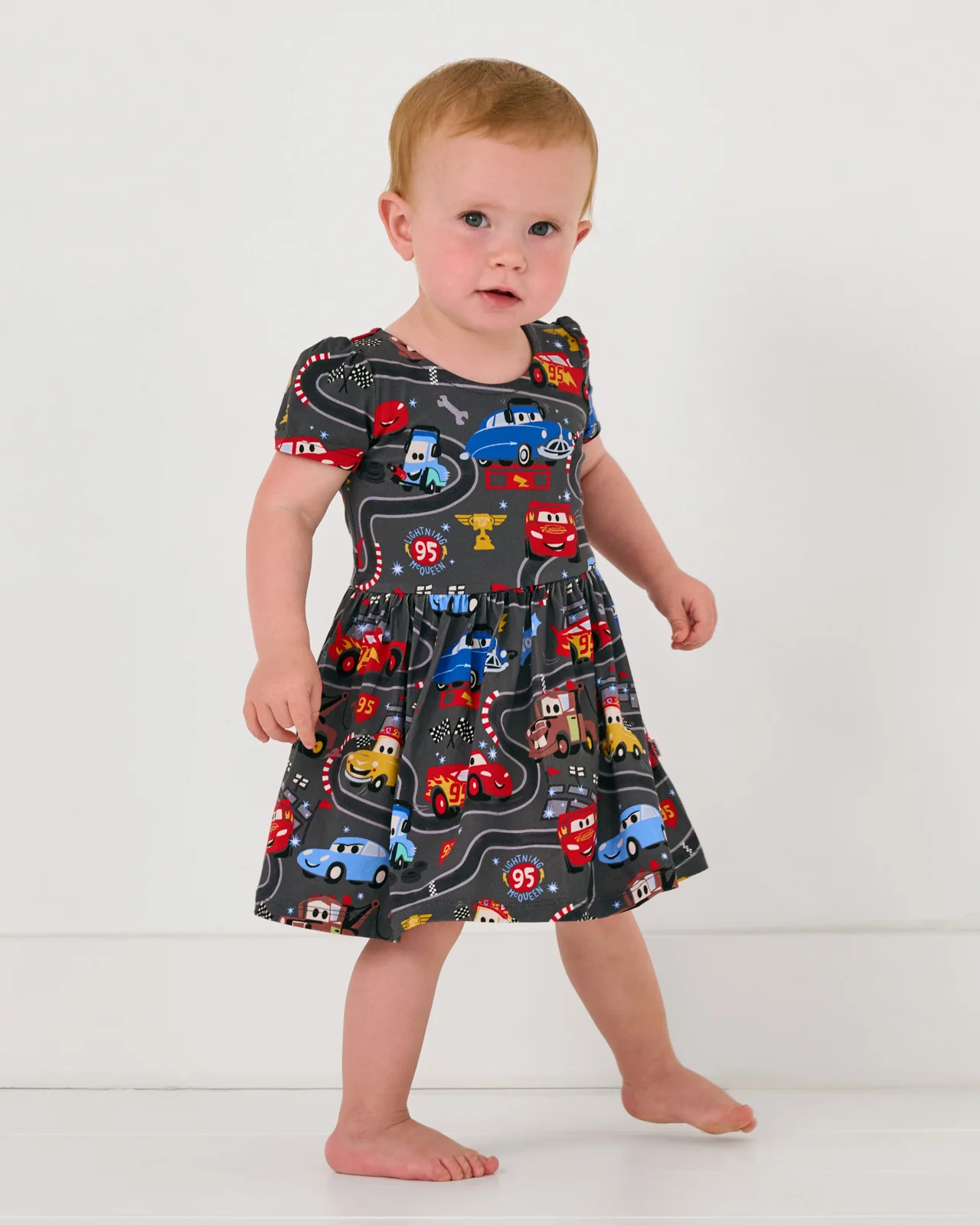 Pixar Cars Piston Cup Bow Back Skater Dress with Bodysuit - Image 4
